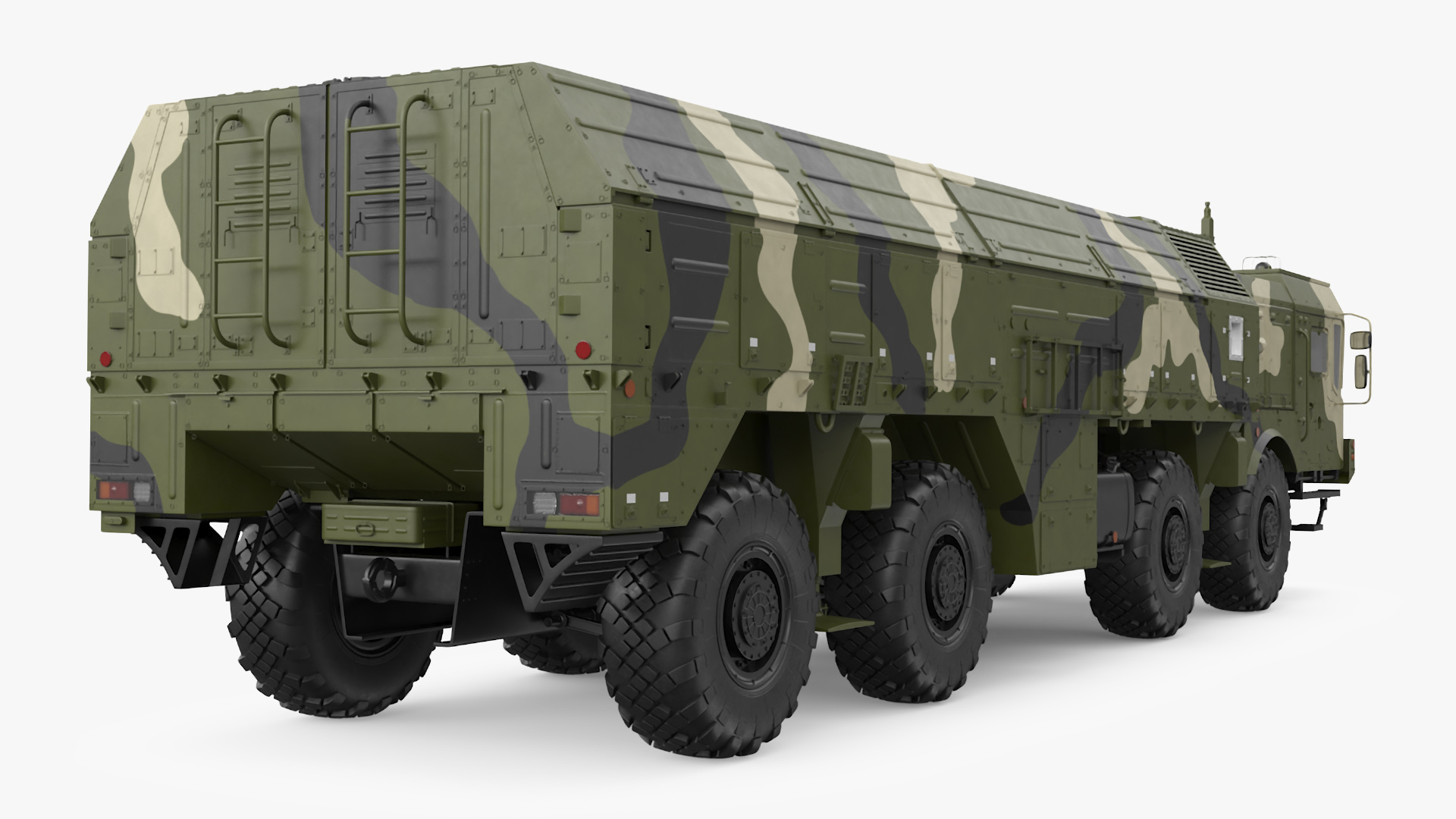 3D Iskander SS-26 Stone in Camouflage Colored Rigged for Maya model