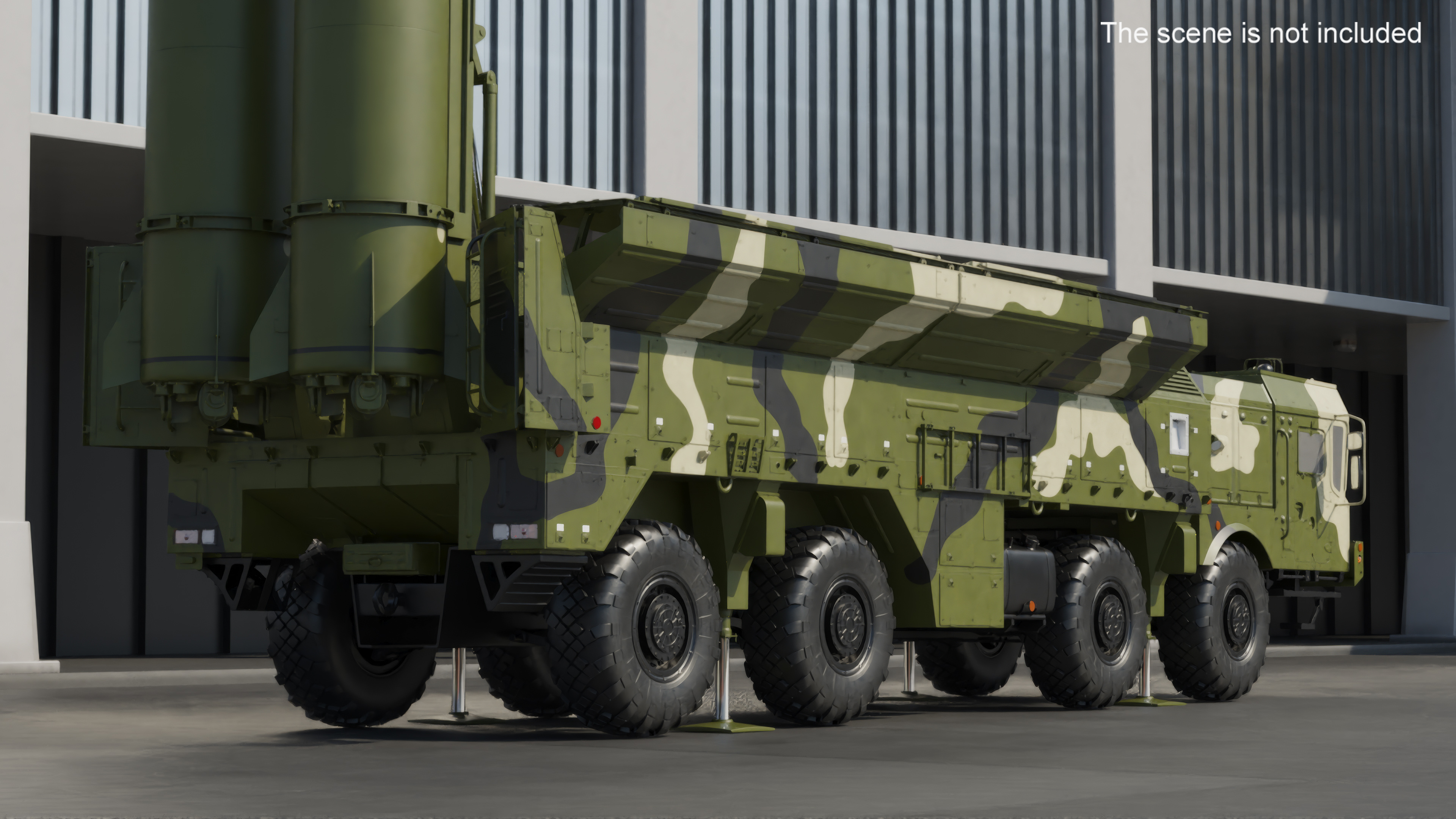 3D Iskander SS-26 Stone in Camouflage Colored Rigged for Maya model