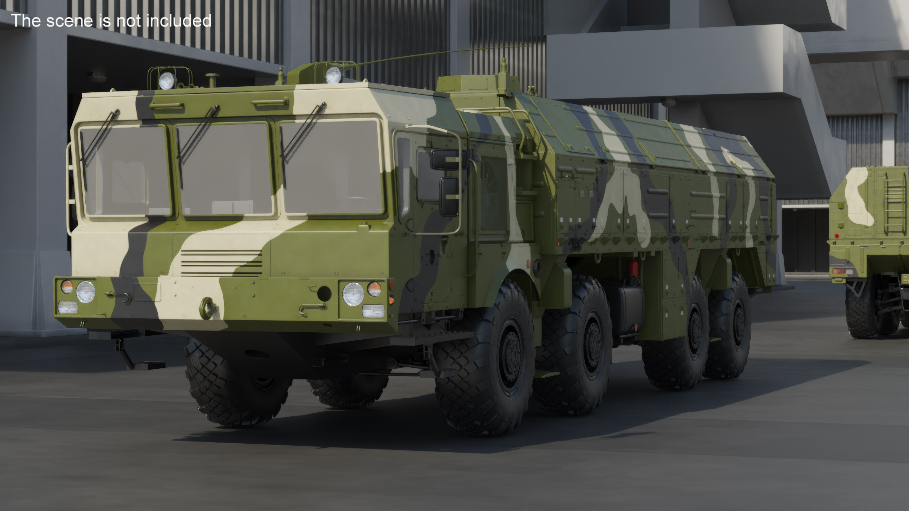 3D Iskander SS-26 Stone in Camouflage Colored Rigged for Maya model