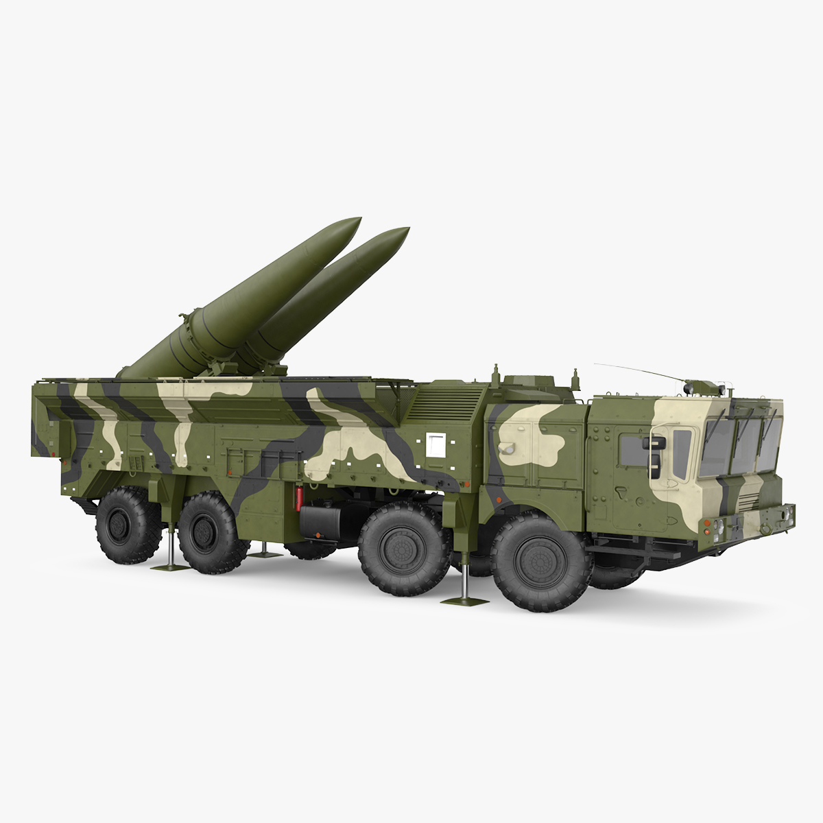 3D Iskander SS-26 Stone in Camouflage Colored Rigged for Maya model