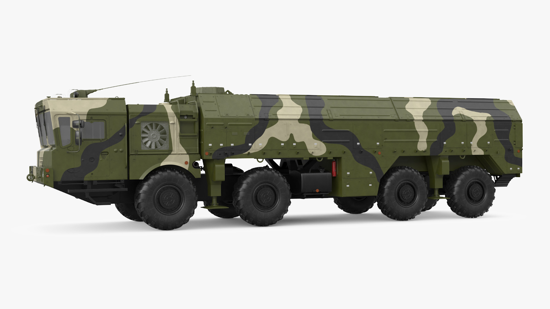 3D Iskander SS-26 Stone in Camouflage Colored Rigged for Maya model