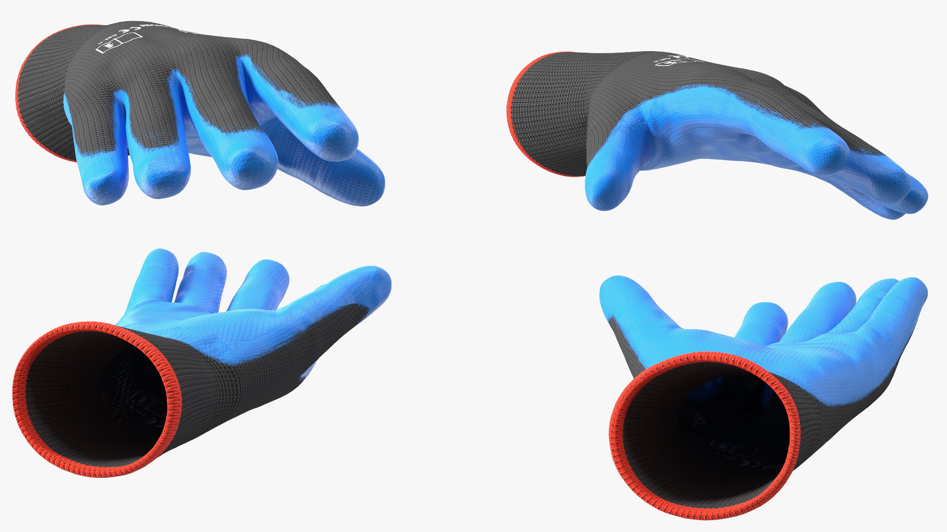 3D Safety Work Gloves Gray Blue model
