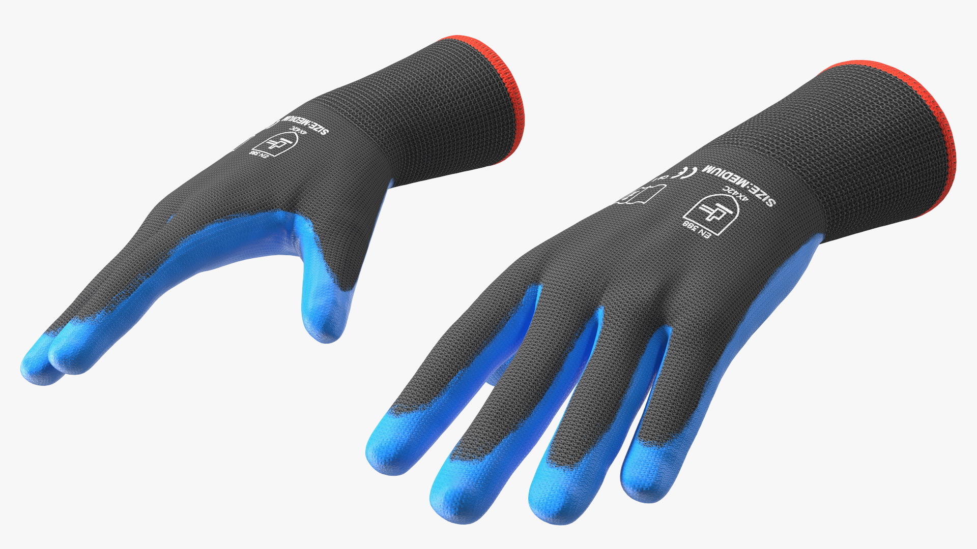 3D Safety Work Gloves Gray Blue model