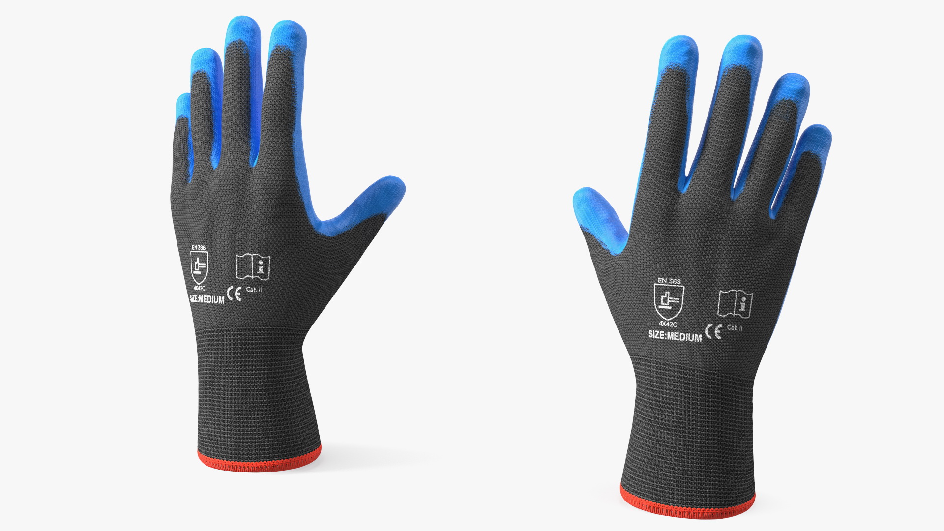 3D Safety Work Gloves Gray Blue model