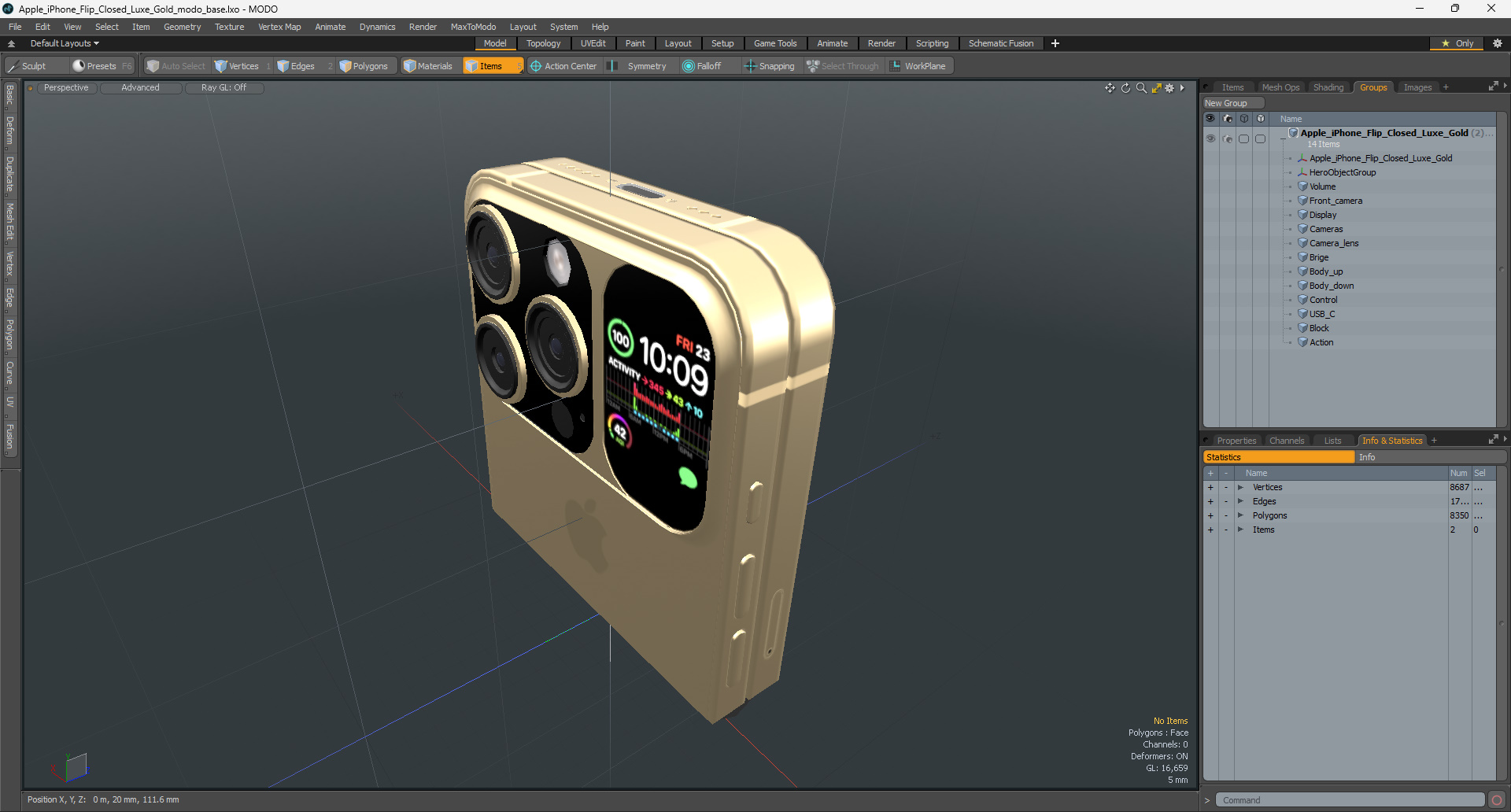 Apple iPhone Flip Closed Luxe Gold 3D model