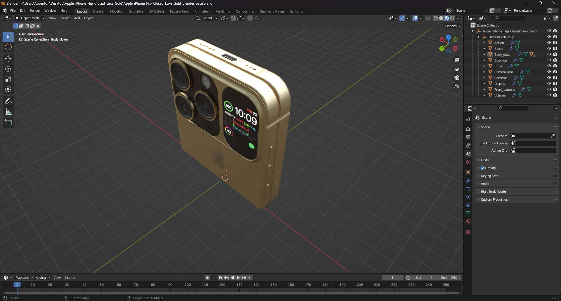 Apple iPhone Flip Closed Luxe Gold 3D model
