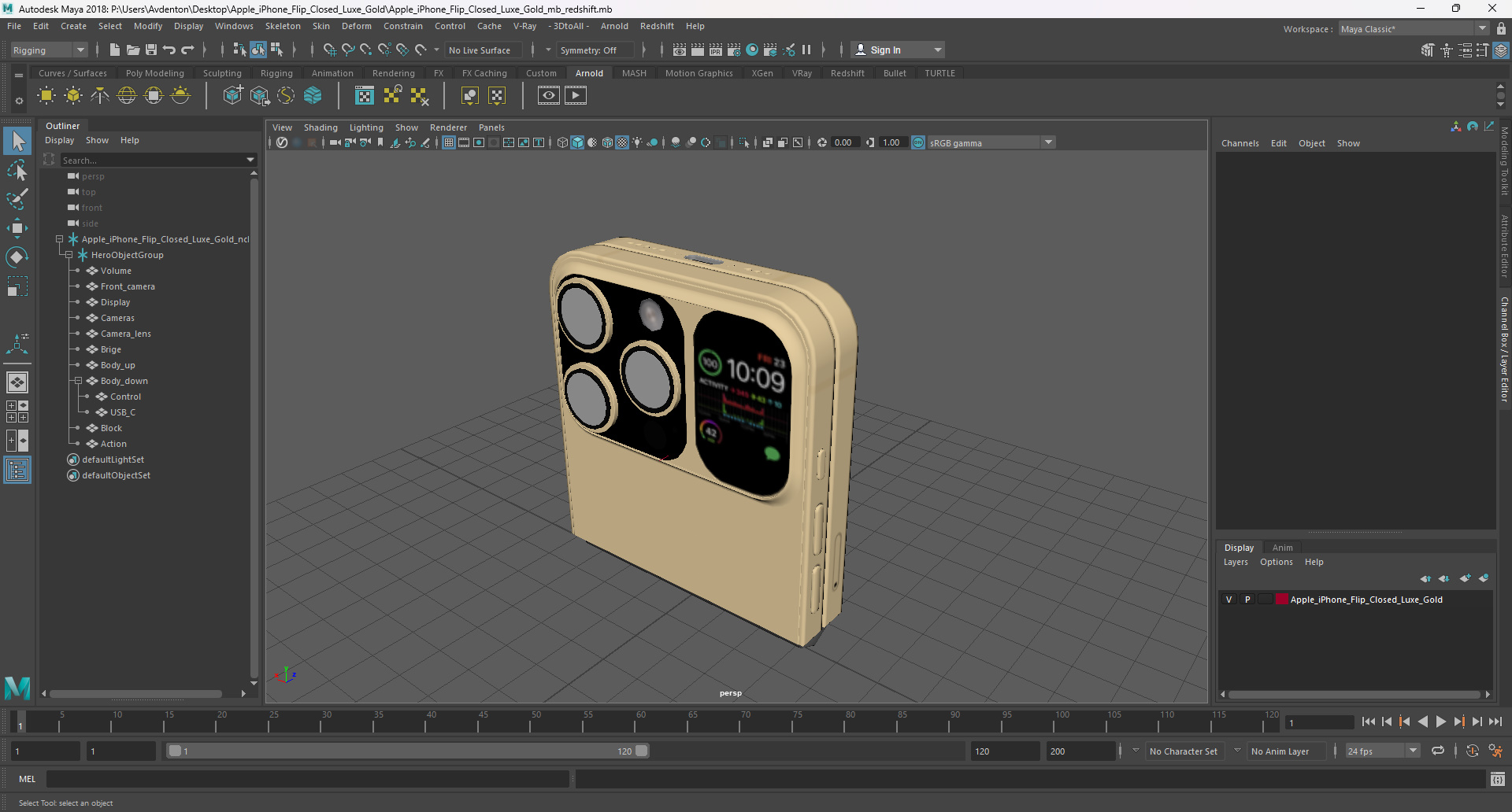 Apple iPhone Flip Closed Luxe Gold 3D model