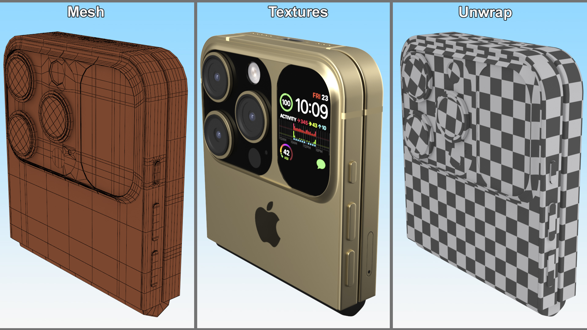 Apple iPhone Flip Closed Luxe Gold 3D model
