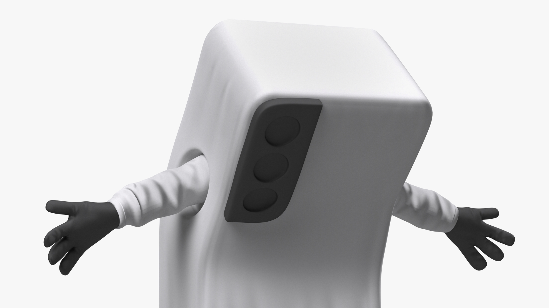 3D White Mobile Phone Mascot Happy Pose