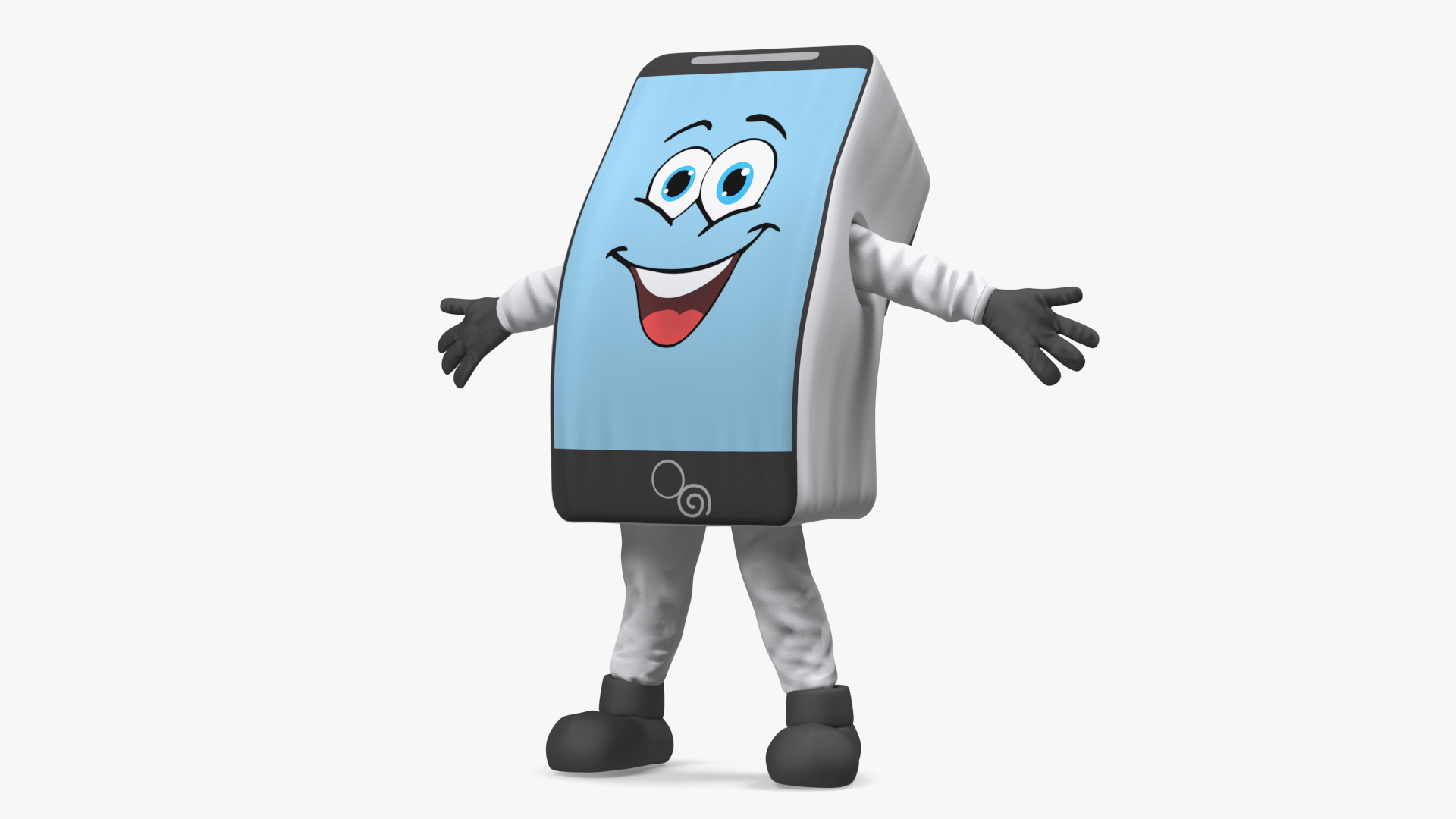 3D White Mobile Phone Mascot Happy Pose