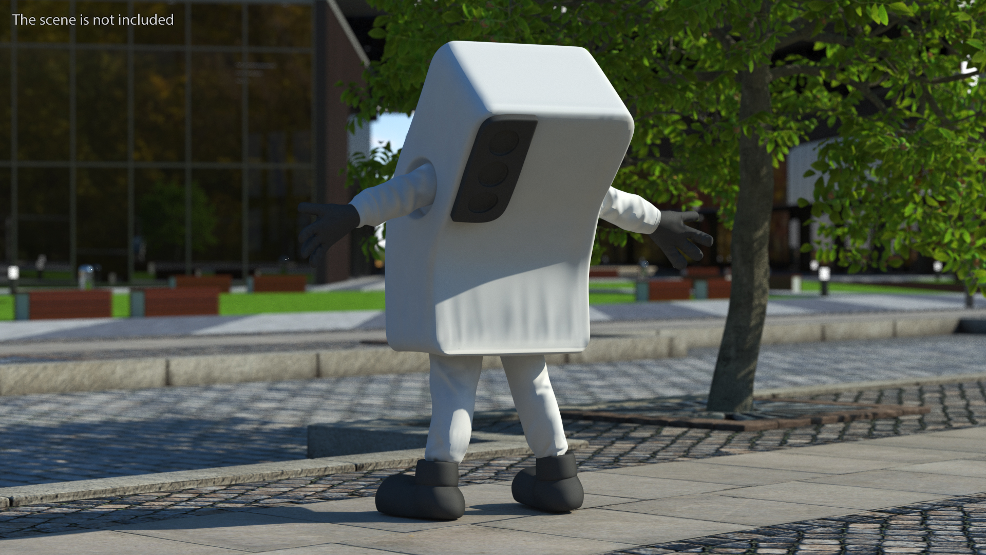 3D White Mobile Phone Mascot Happy Pose