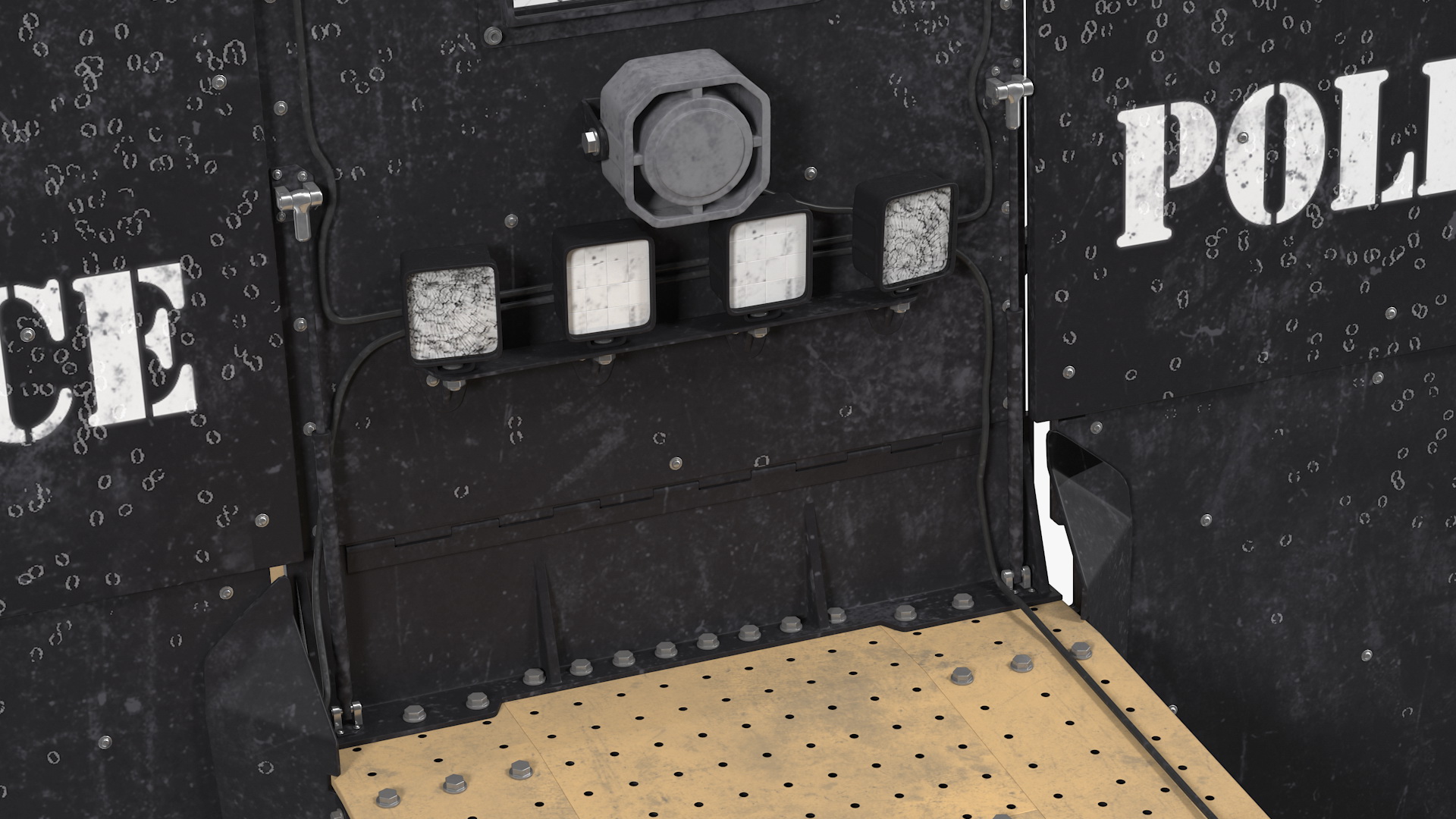 3D Damaged RBS1 SWAT BOT Robotic Ballistic Shield Rigged model