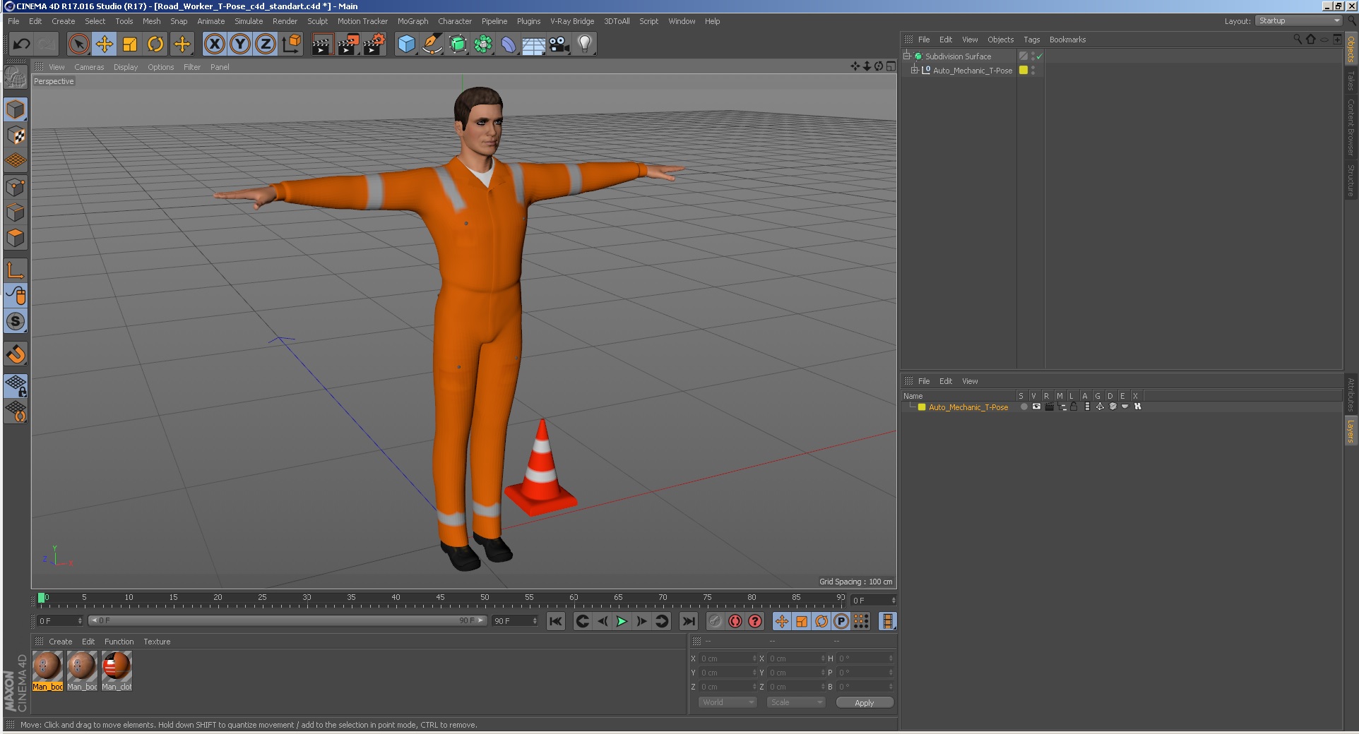 3D Road Worker T-Pose model