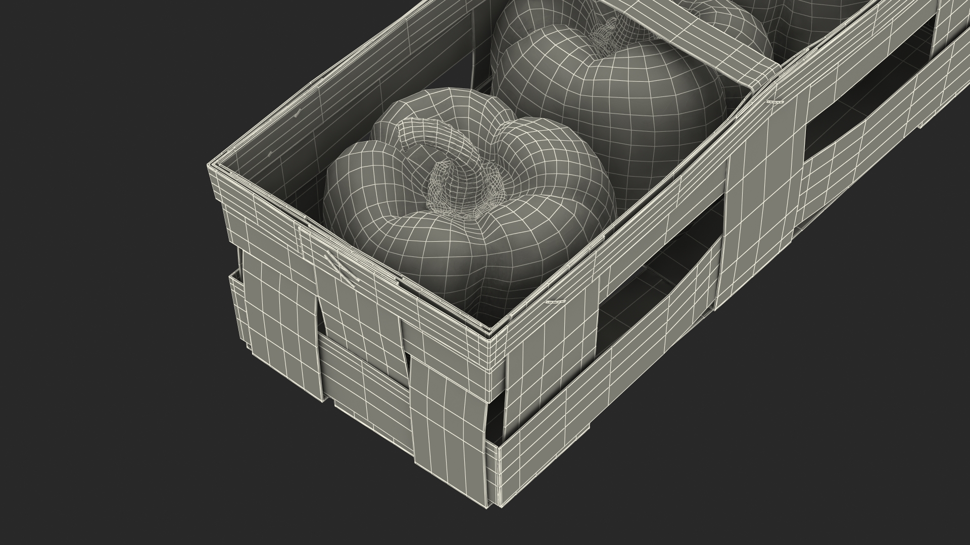 3D Wooden Basket with Bell Peppers