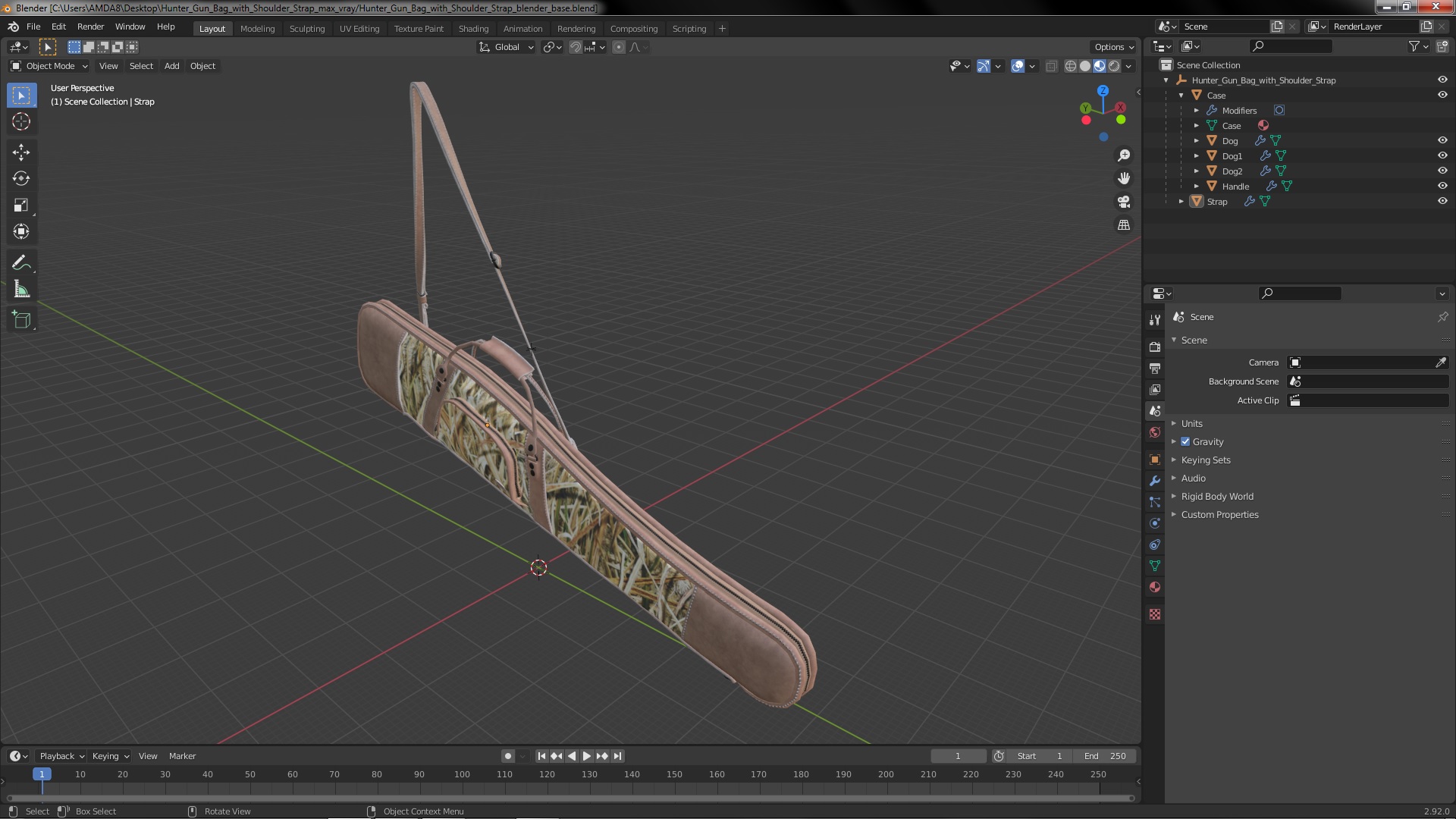 Hunter Gun Bag with Shoulder Strap 3D model