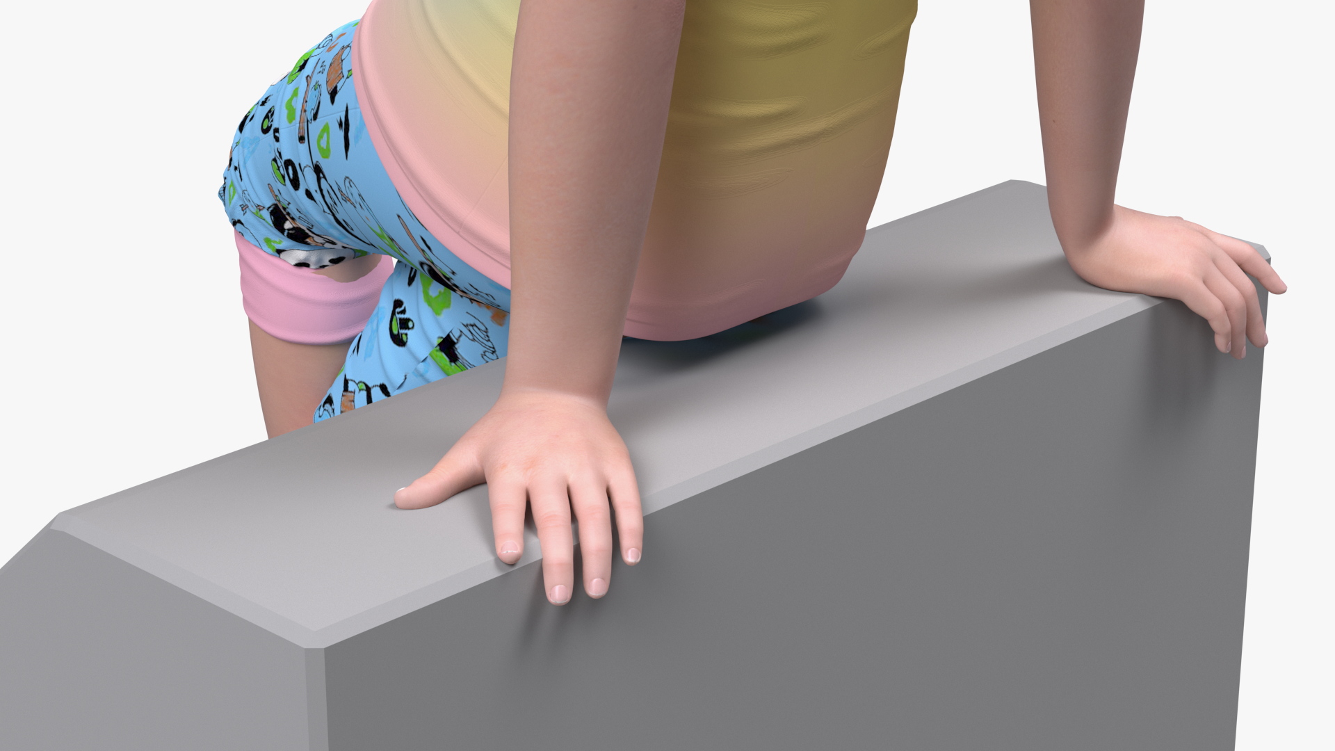 3D Chinese Little Girl a Panda Costume Sitting model