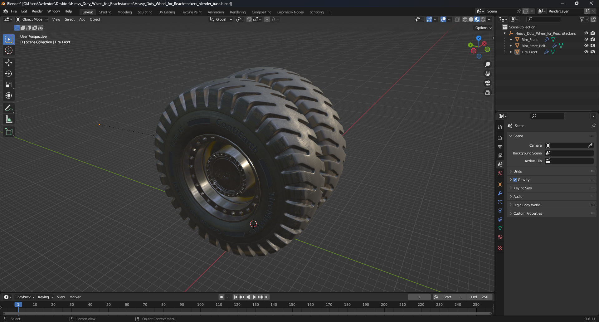 Heavy Duty Wheel for Reachstackers 3D model