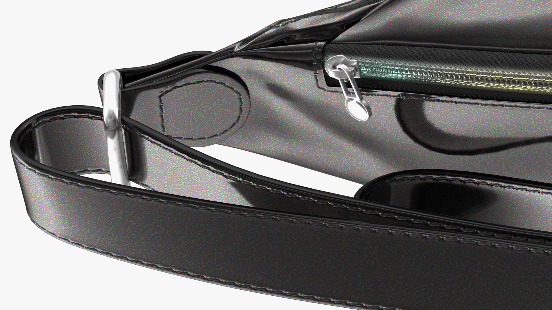 3D model Varnished Black Leather Waist Bag Folded