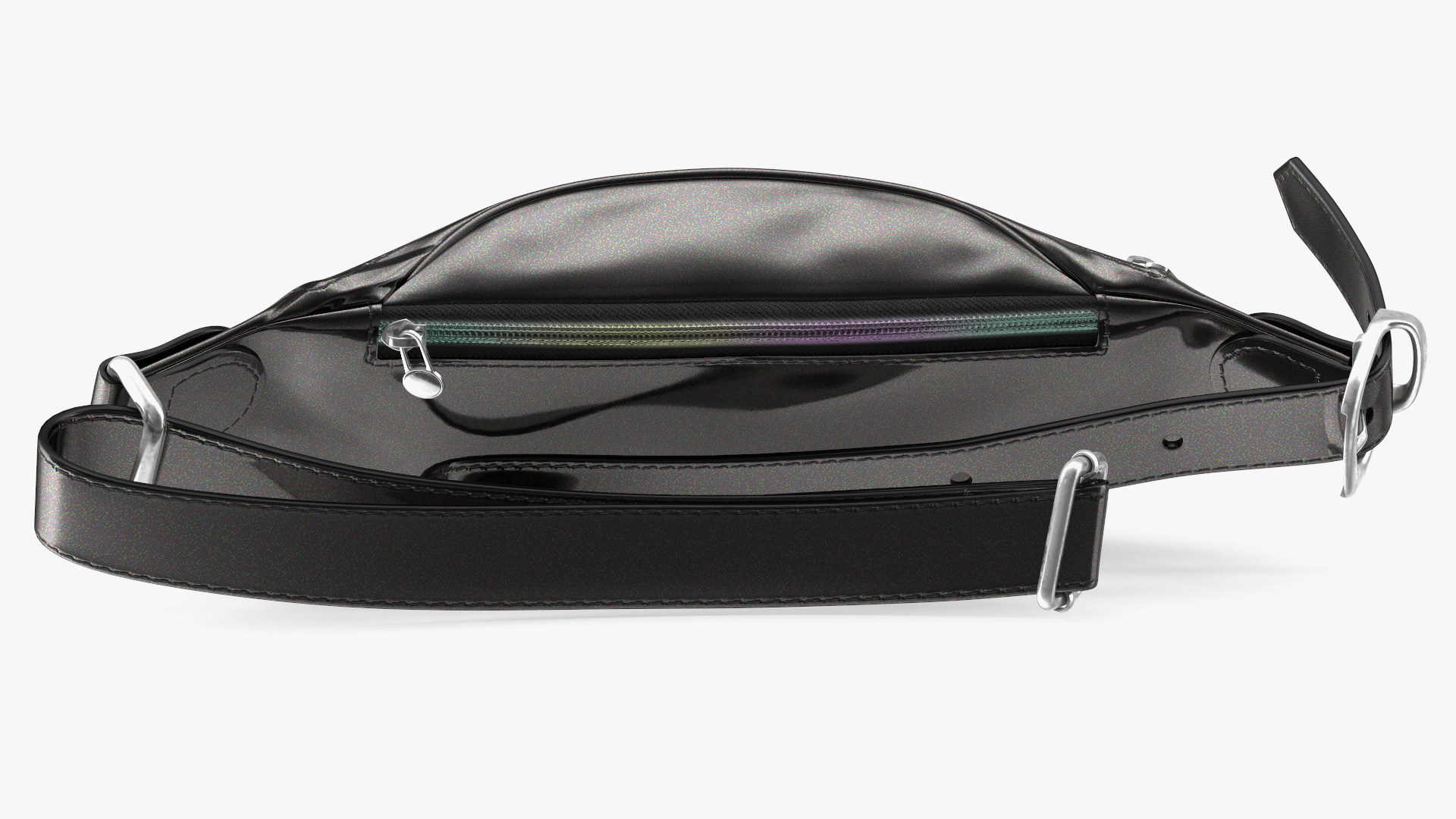 3D model Varnished Black Leather Waist Bag Folded