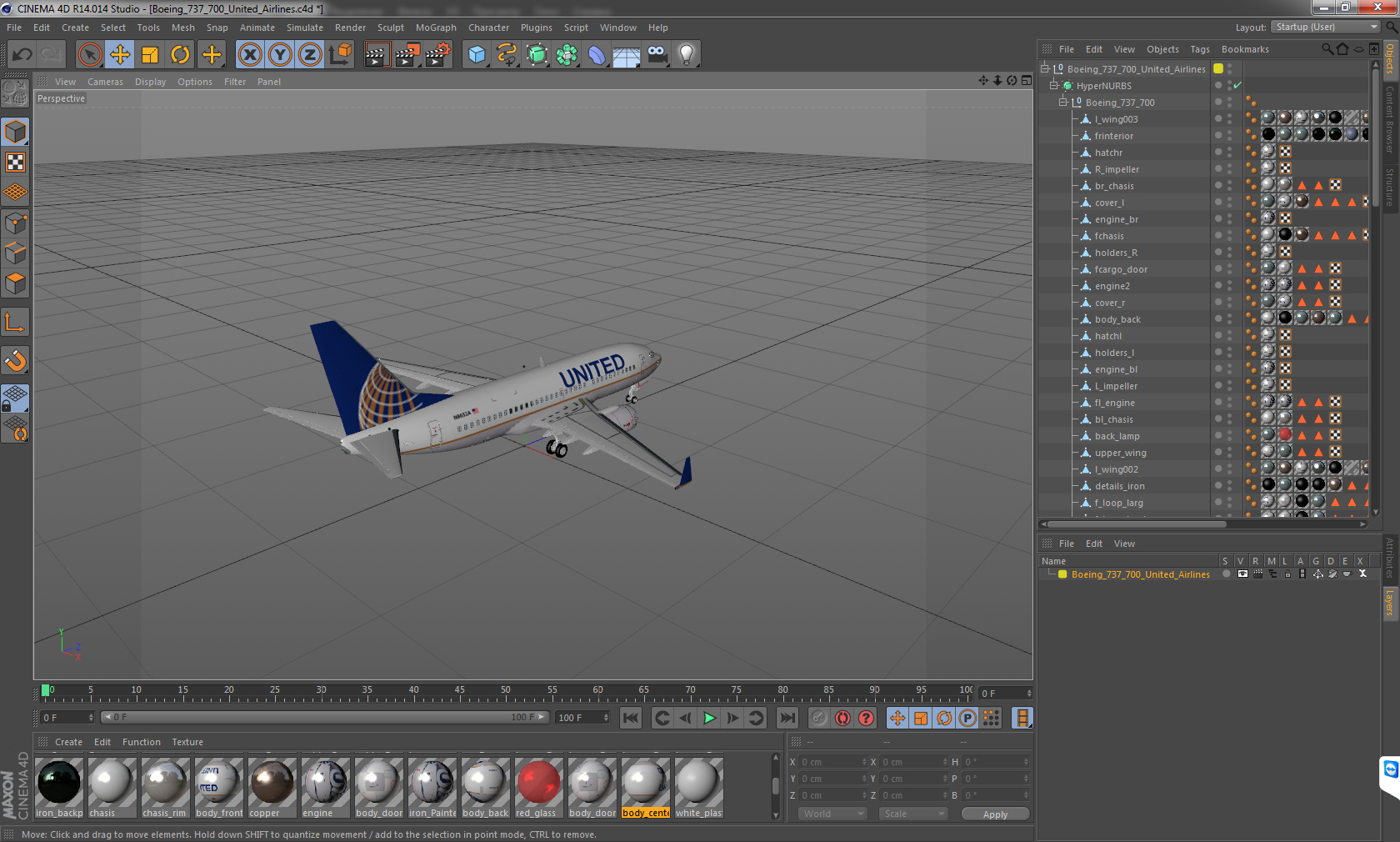 3D model Boeing 737 700 United Airlines