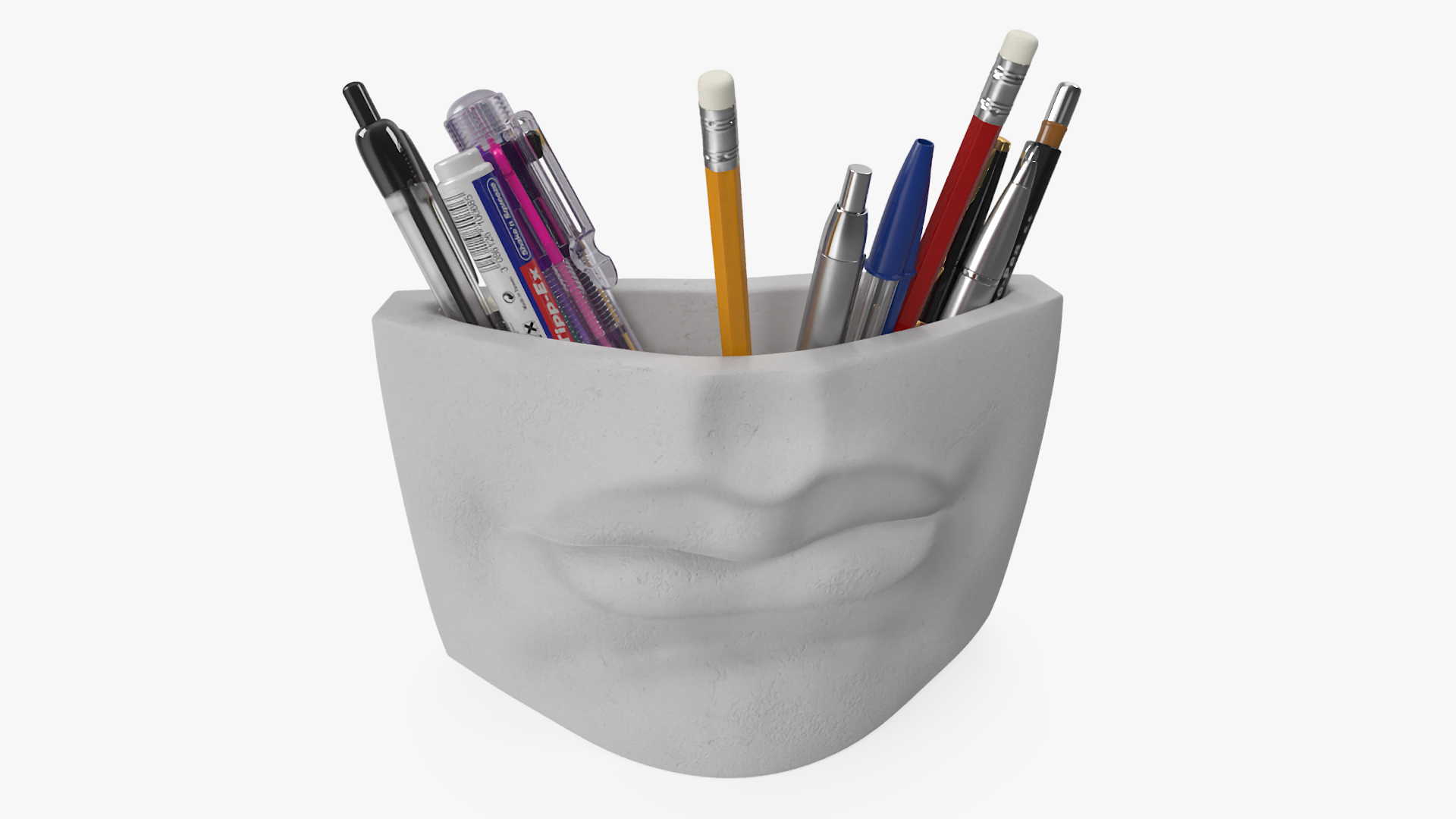3D Michelangelo David lips decor Gypsum with Pens