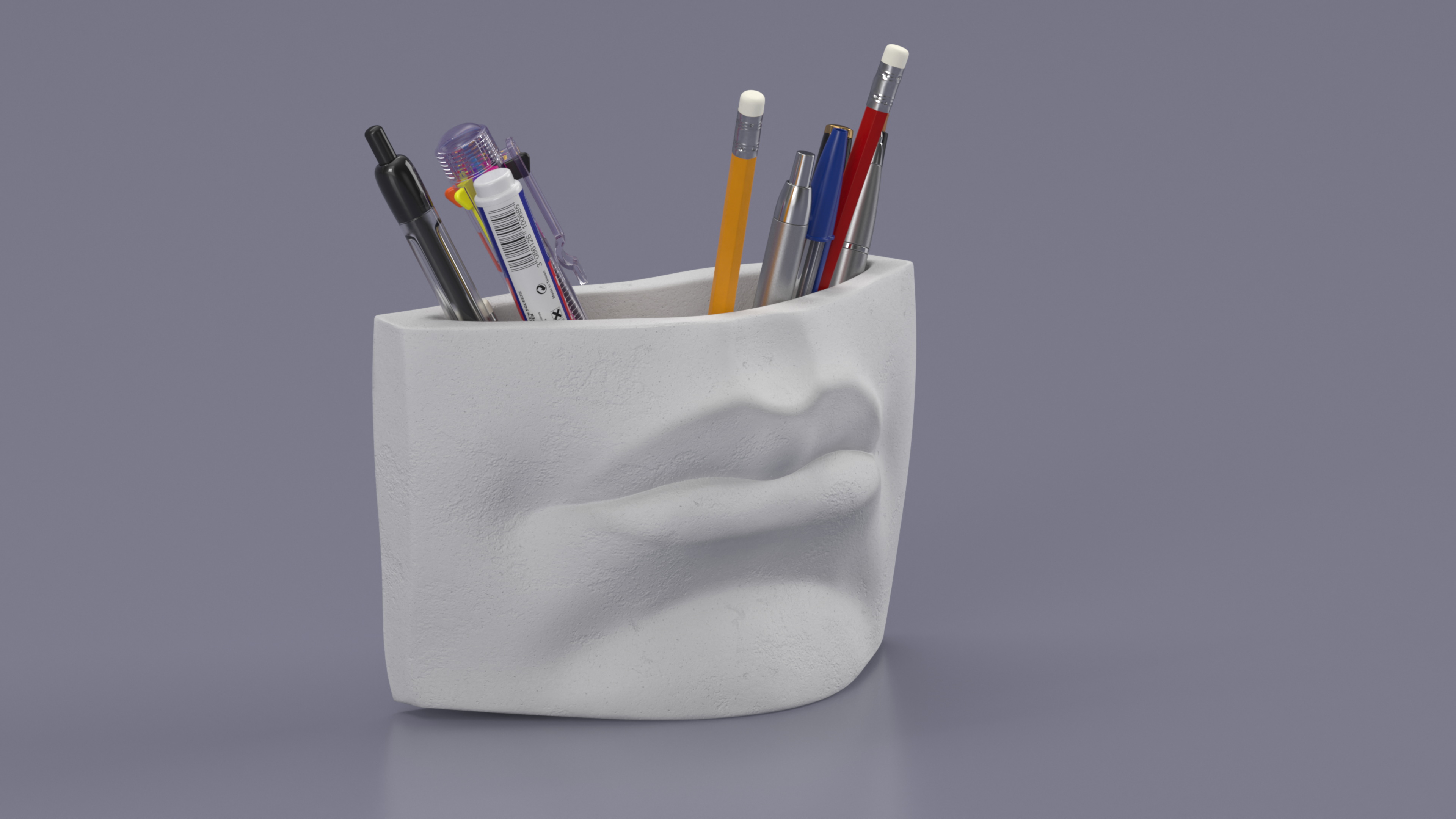 3D Michelangelo David lips decor Gypsum with Pens