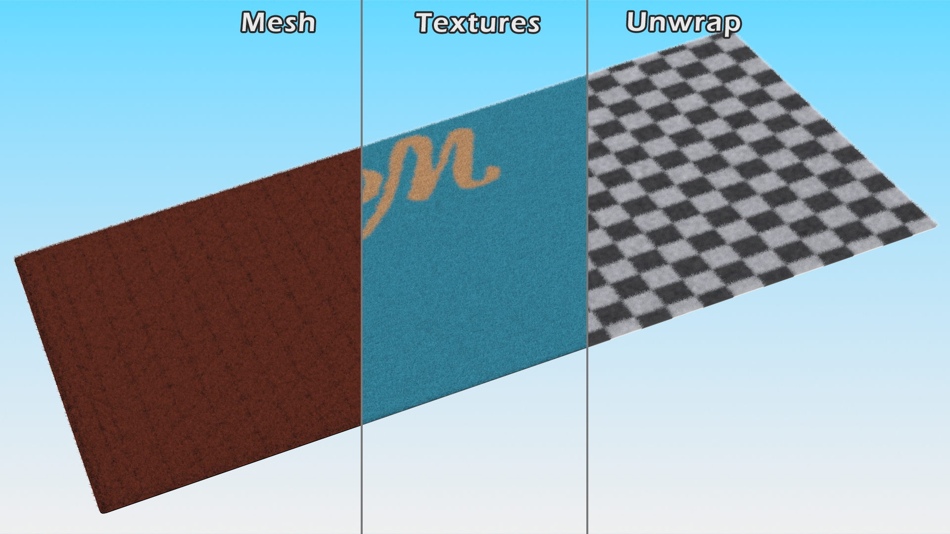 Dirt-Repellent Light Blue Door Mats Fur 3D model