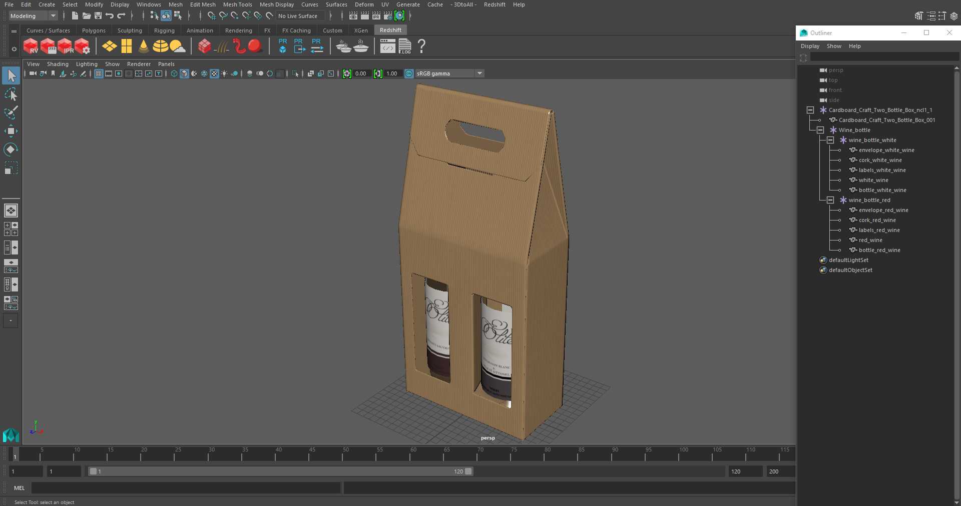 3D model Cardboard Craft Two Bottle Box
