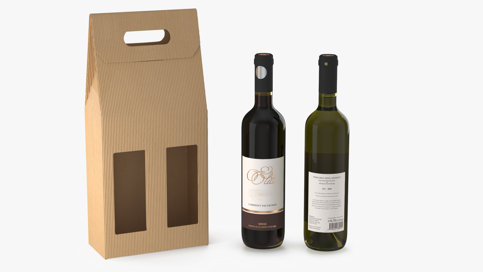 3D model Cardboard Craft Two Bottle Box