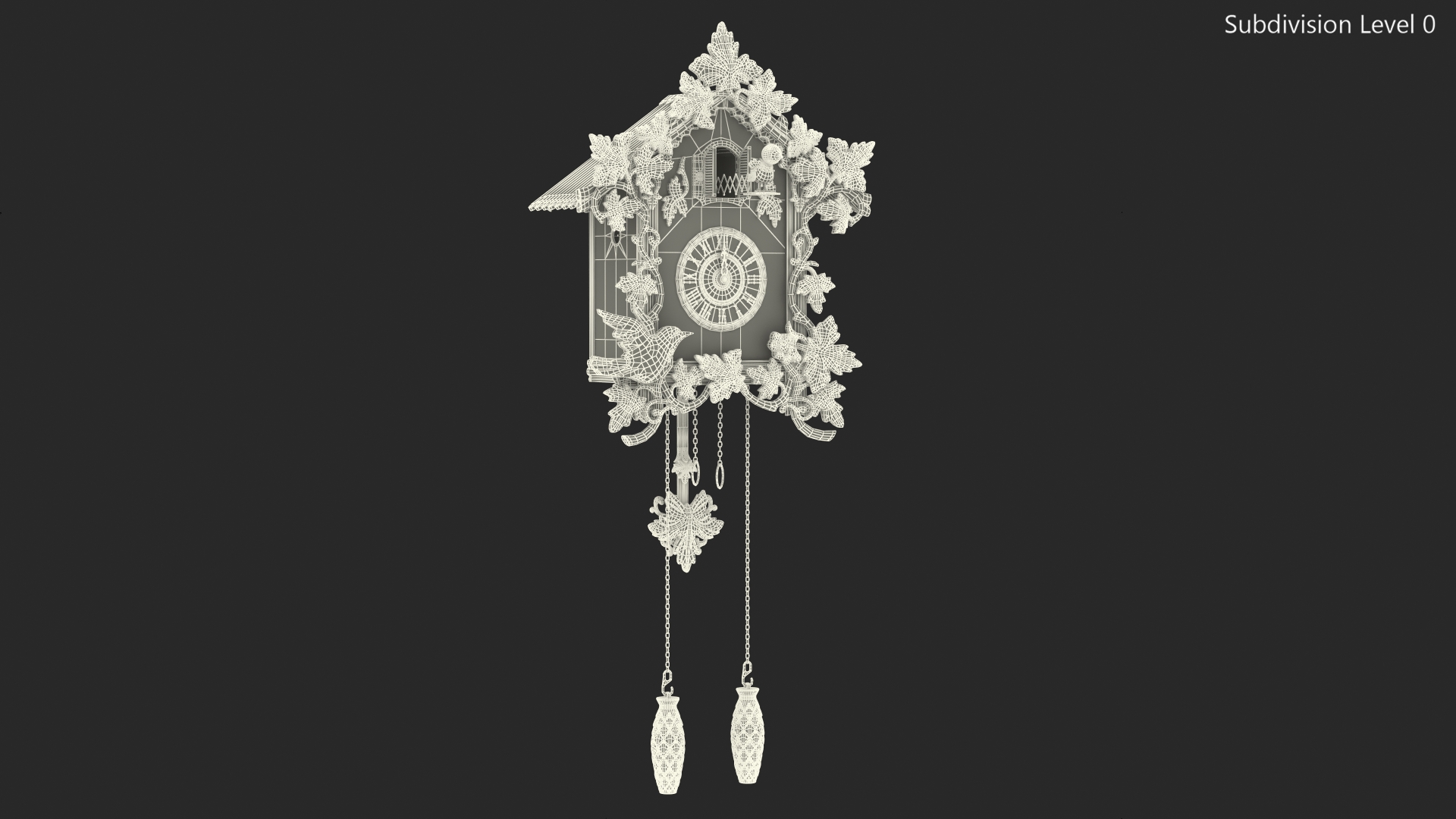 Colored Wooden Cuckoo Clock 3D