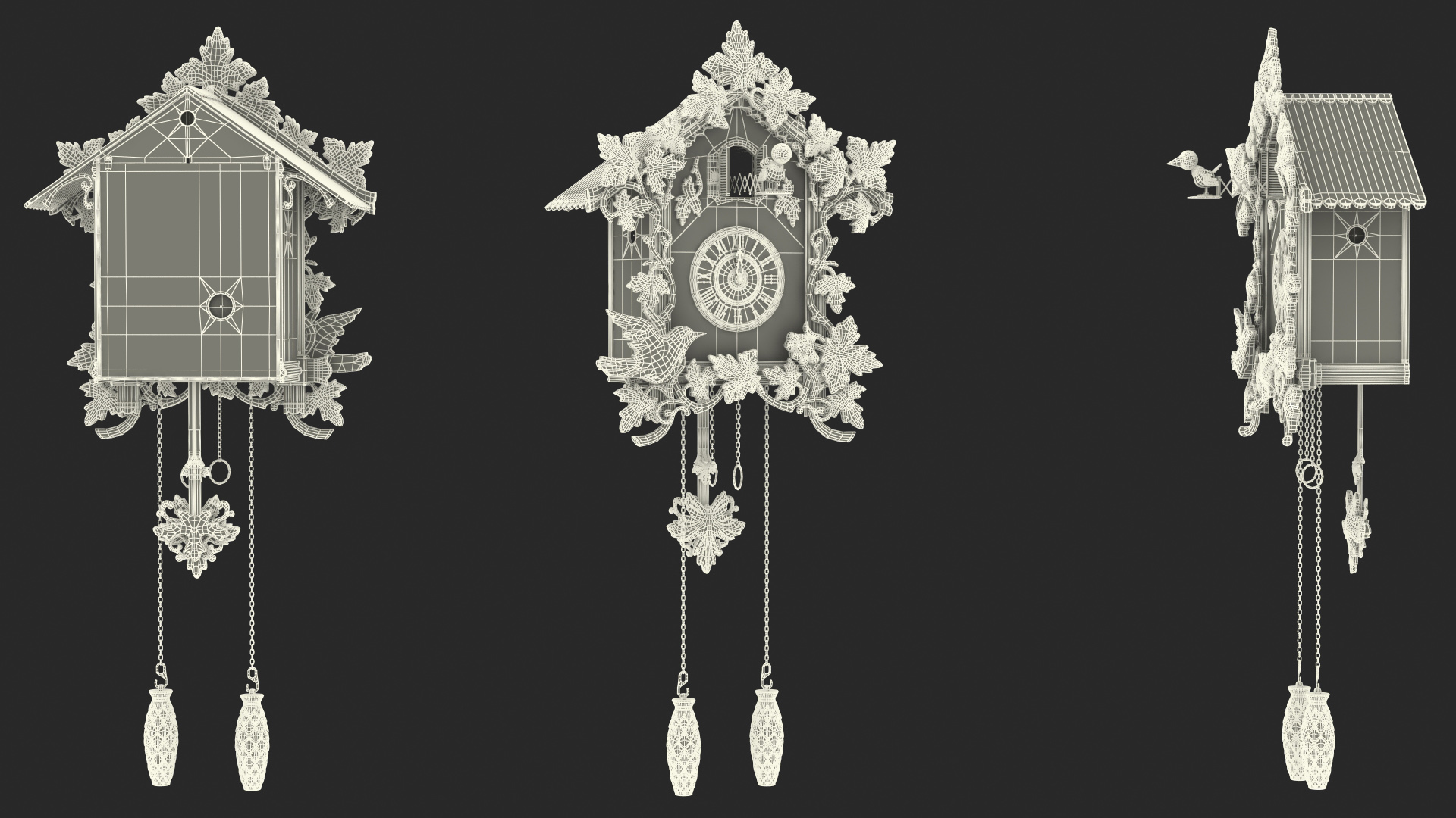 Colored Wooden Cuckoo Clock 3D