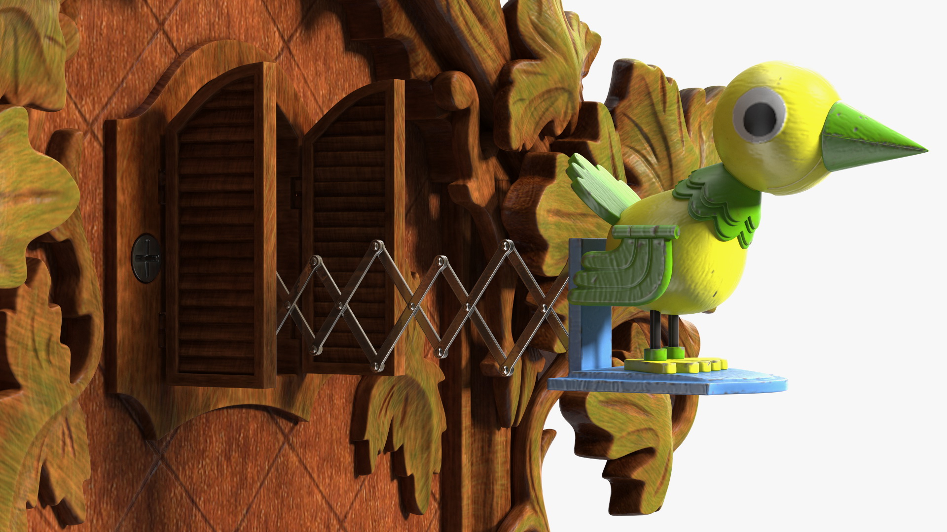 Colored Wooden Cuckoo Clock 3D