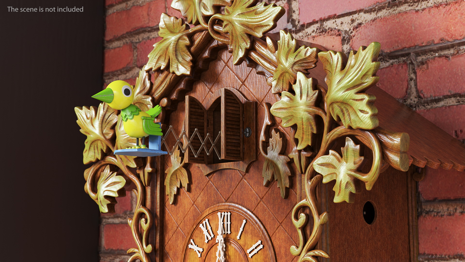 Colored Wooden Cuckoo Clock 3D