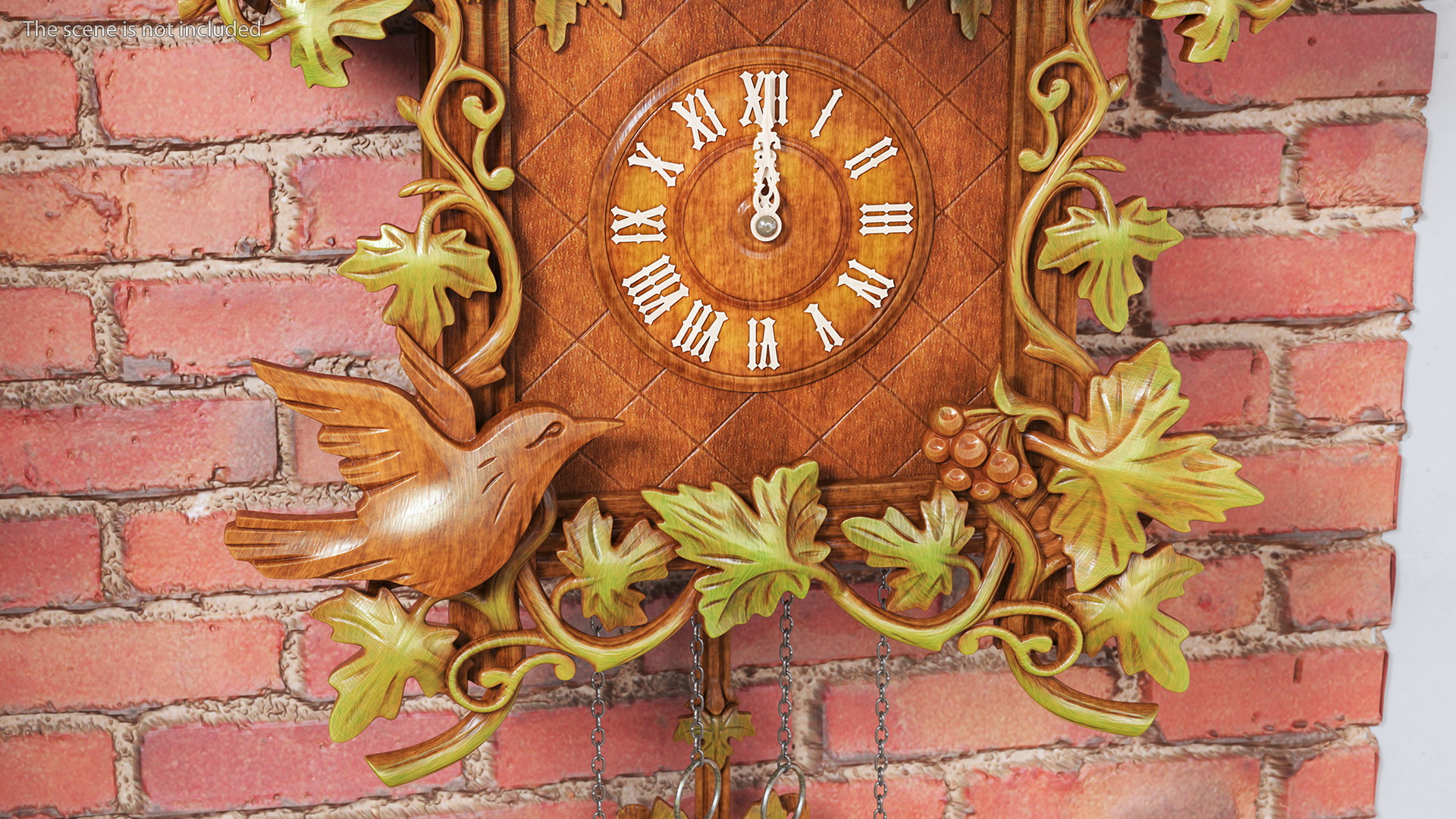 Colored Wooden Cuckoo Clock 3D