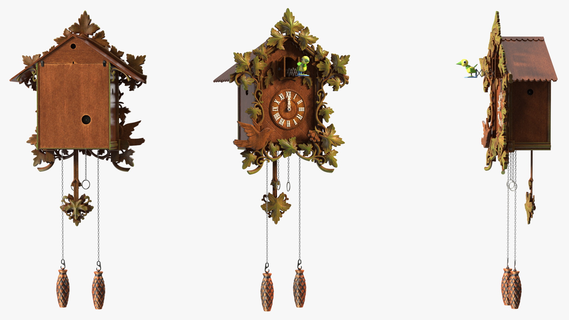 Colored Wooden Cuckoo Clock 3D
