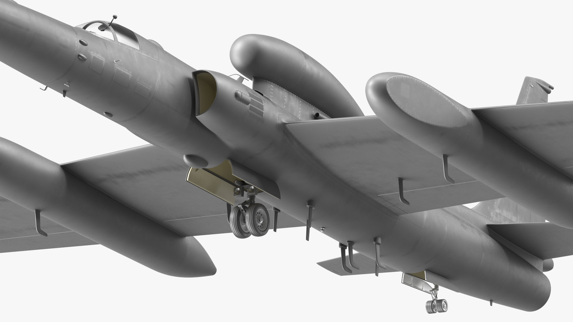 3D model Grey Reconnaissance Aircraft Simple Interior Rigged for Maya