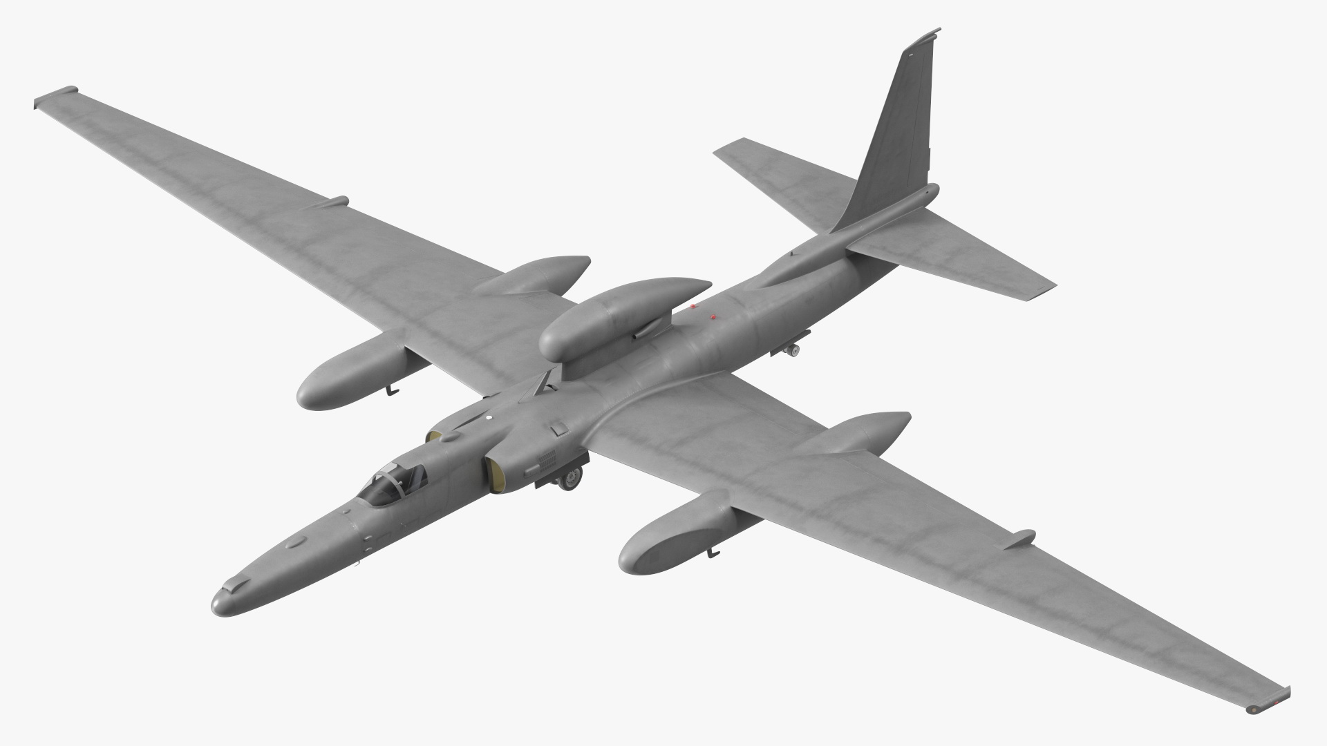 3D model Grey Reconnaissance Aircraft Simple Interior Rigged for Maya