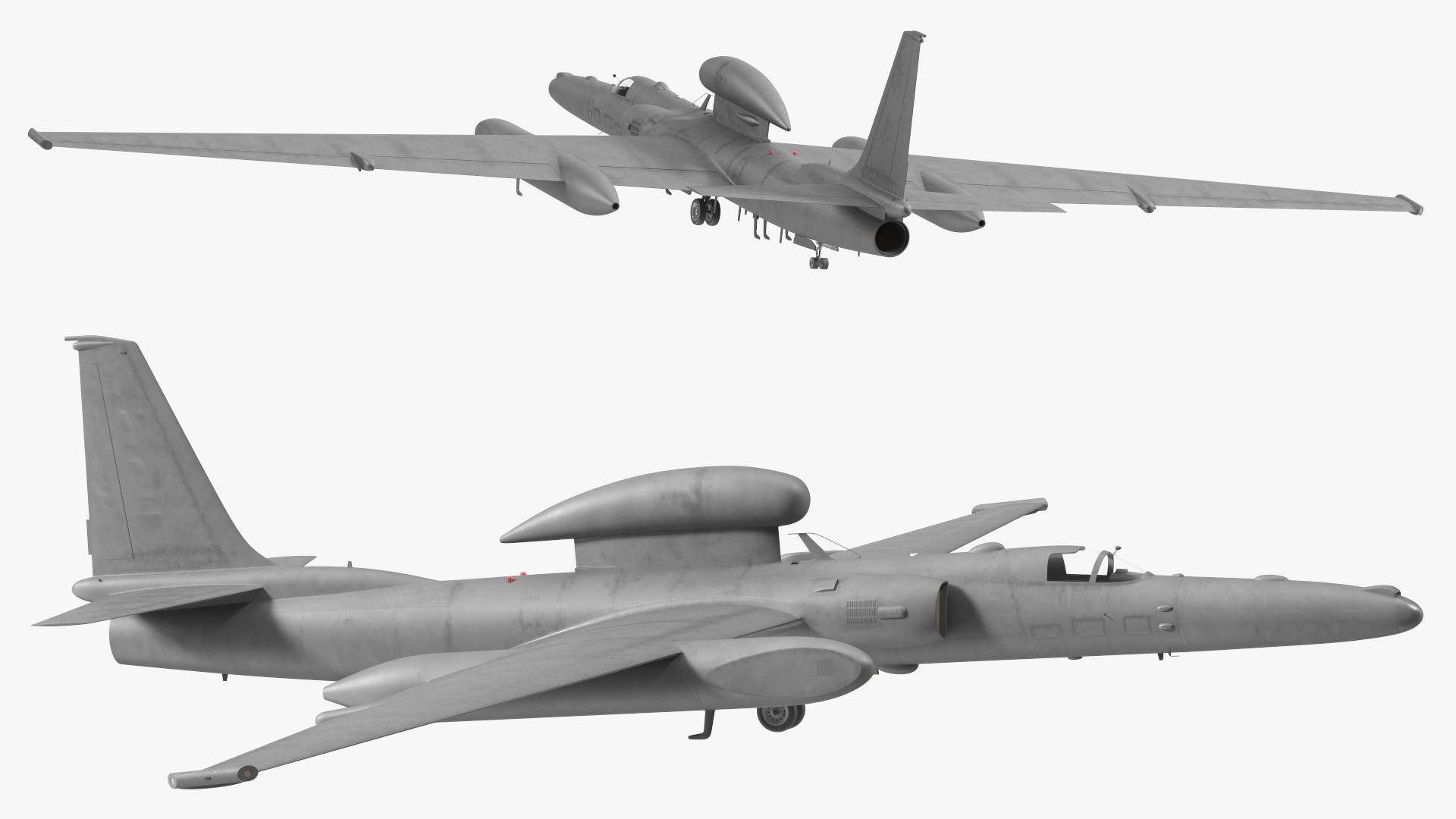 3D model Grey Reconnaissance Aircraft Simple Interior Rigged for Maya