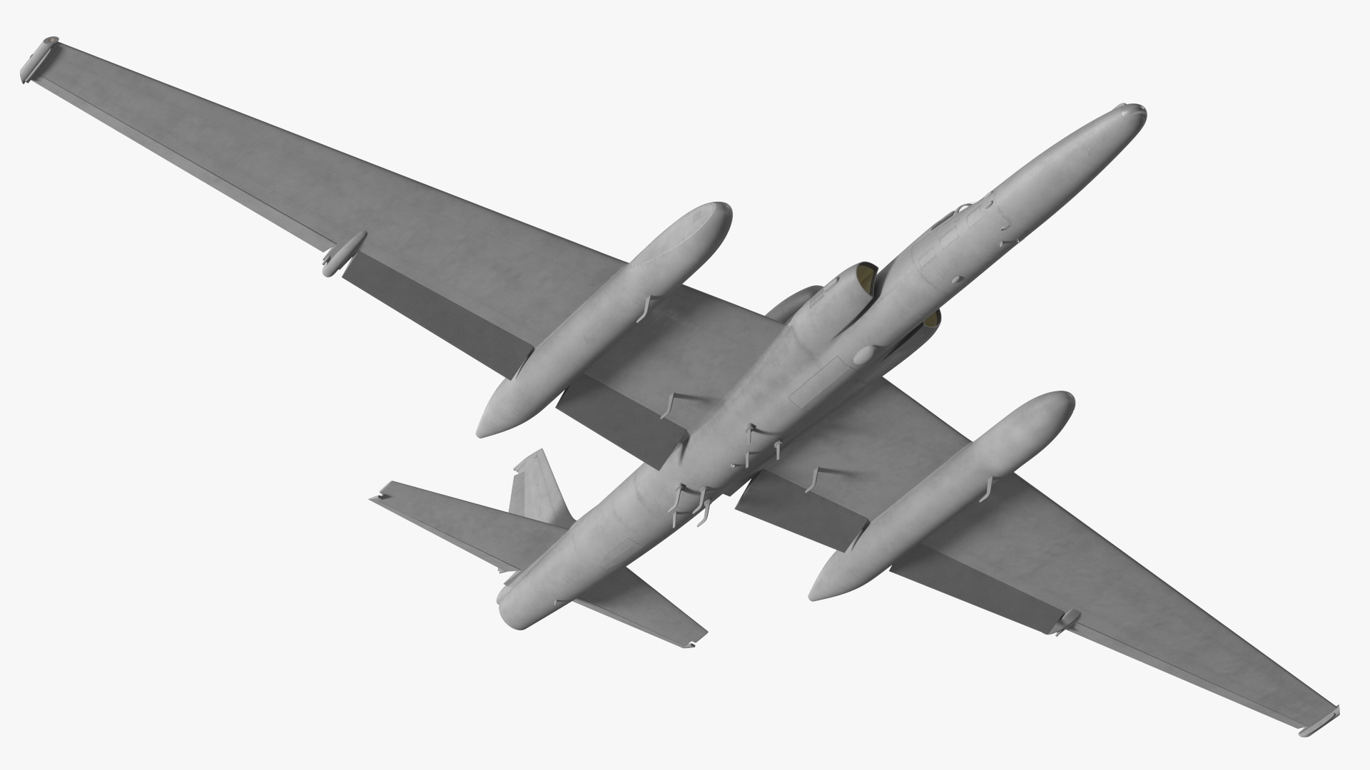 3D model Grey Reconnaissance Aircraft Simple Interior Rigged for Maya
