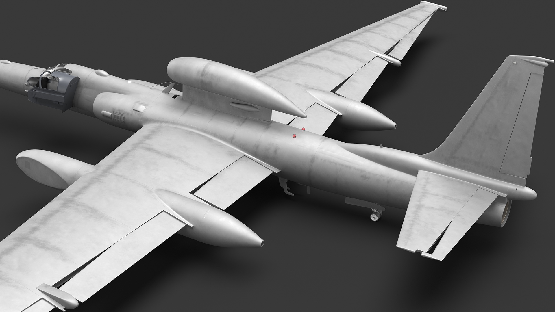3D model Grey Reconnaissance Aircraft Simple Interior Rigged for Maya
