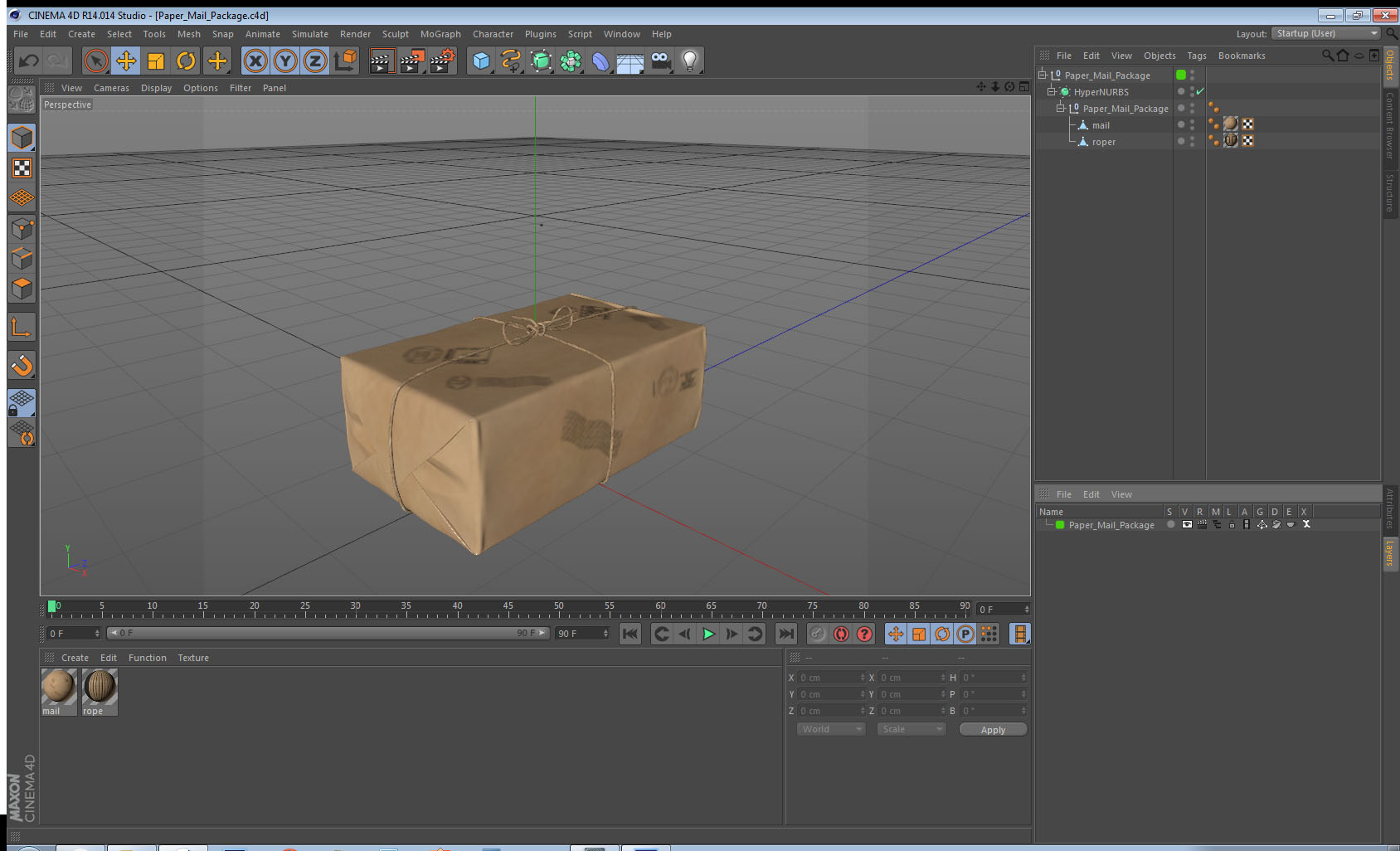 3D Paper Mail Package model
