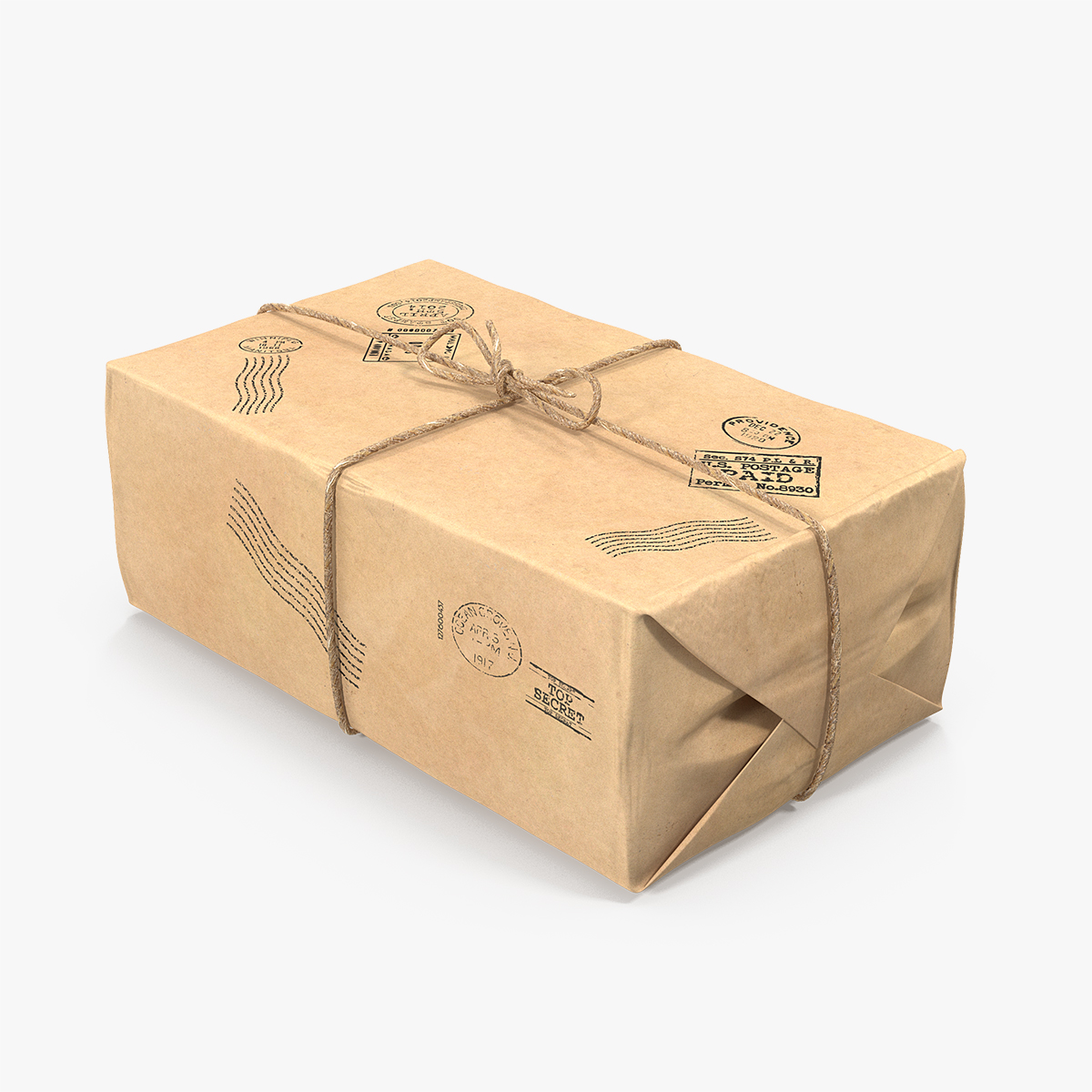 Paper Mail Package 3D Model, view 3