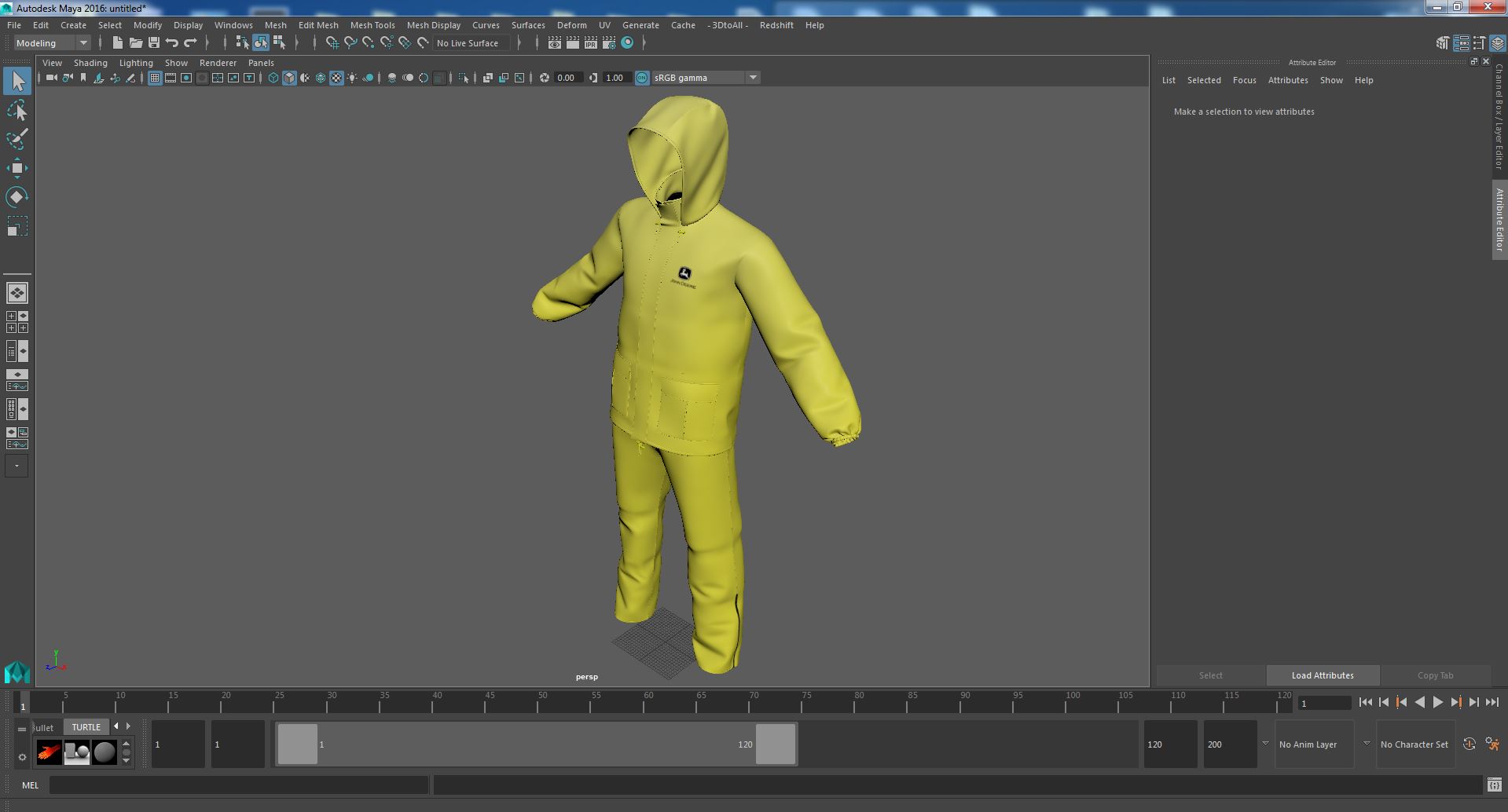 John Deere Unisex Yellow Rain Suit 3D model