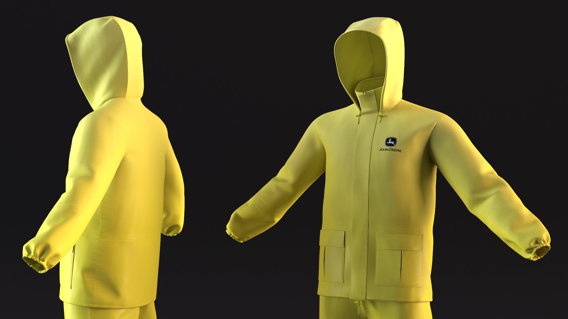 John Deere Unisex Yellow Rain Suit 3D model