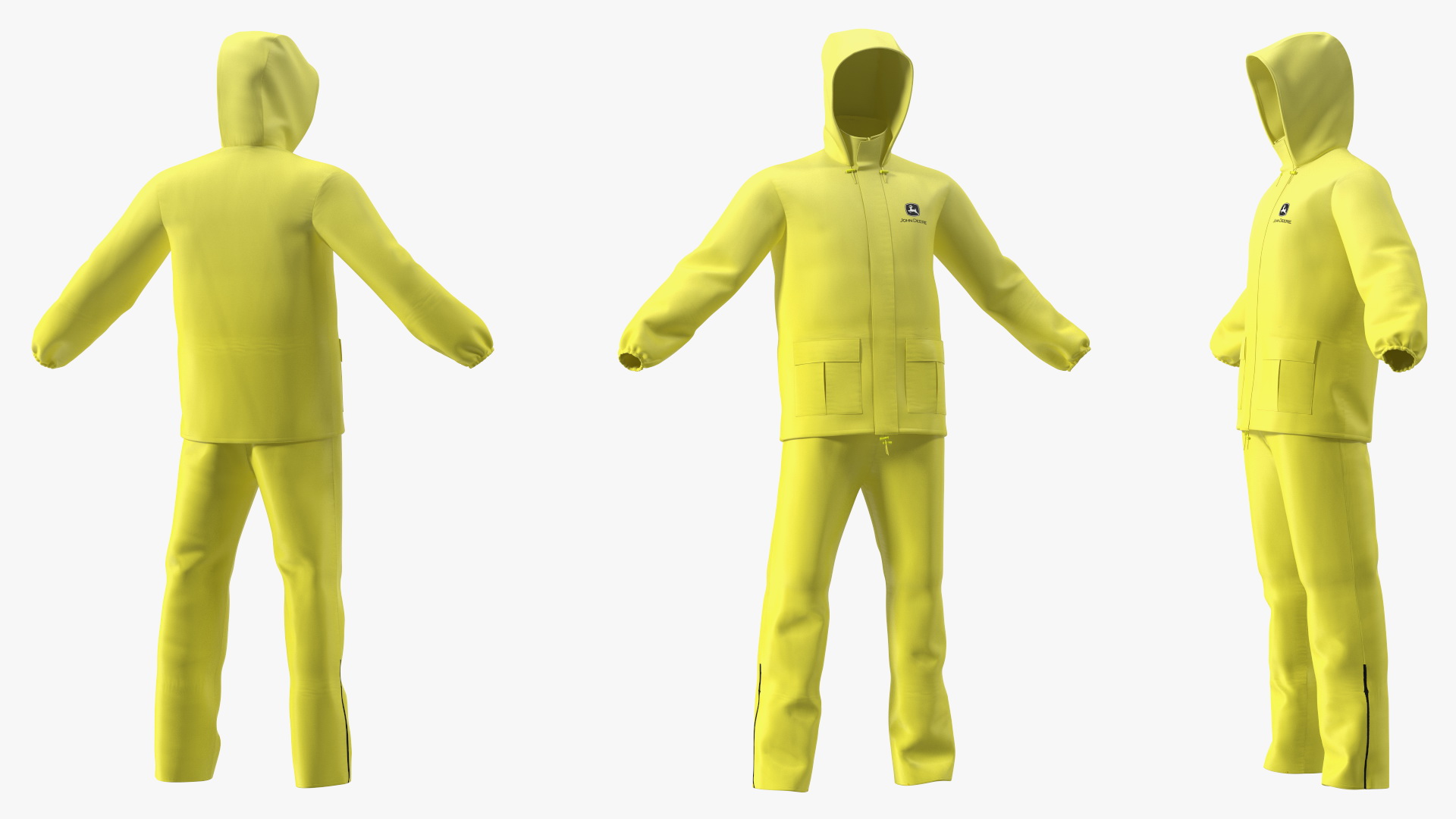 John Deere Unisex Yellow Rain Suit 3D model