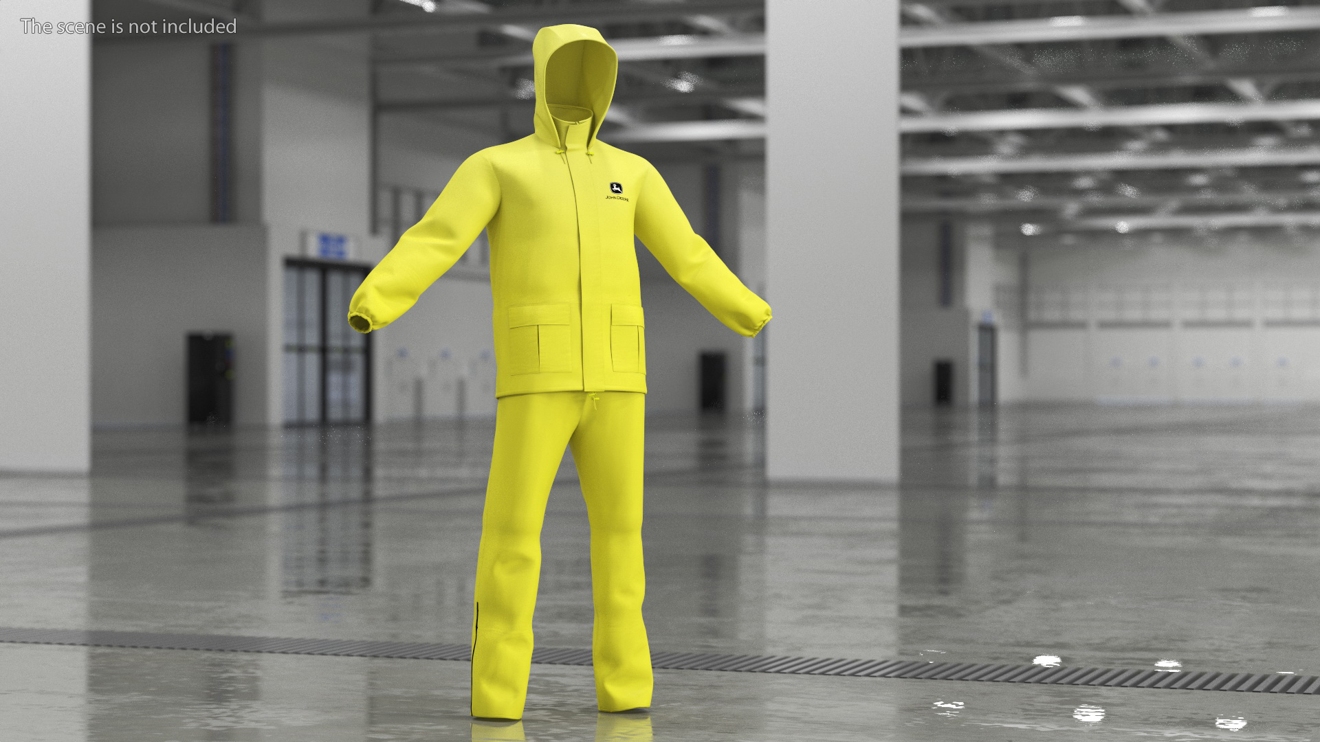 John Deere Unisex Yellow Rain Suit 3D model