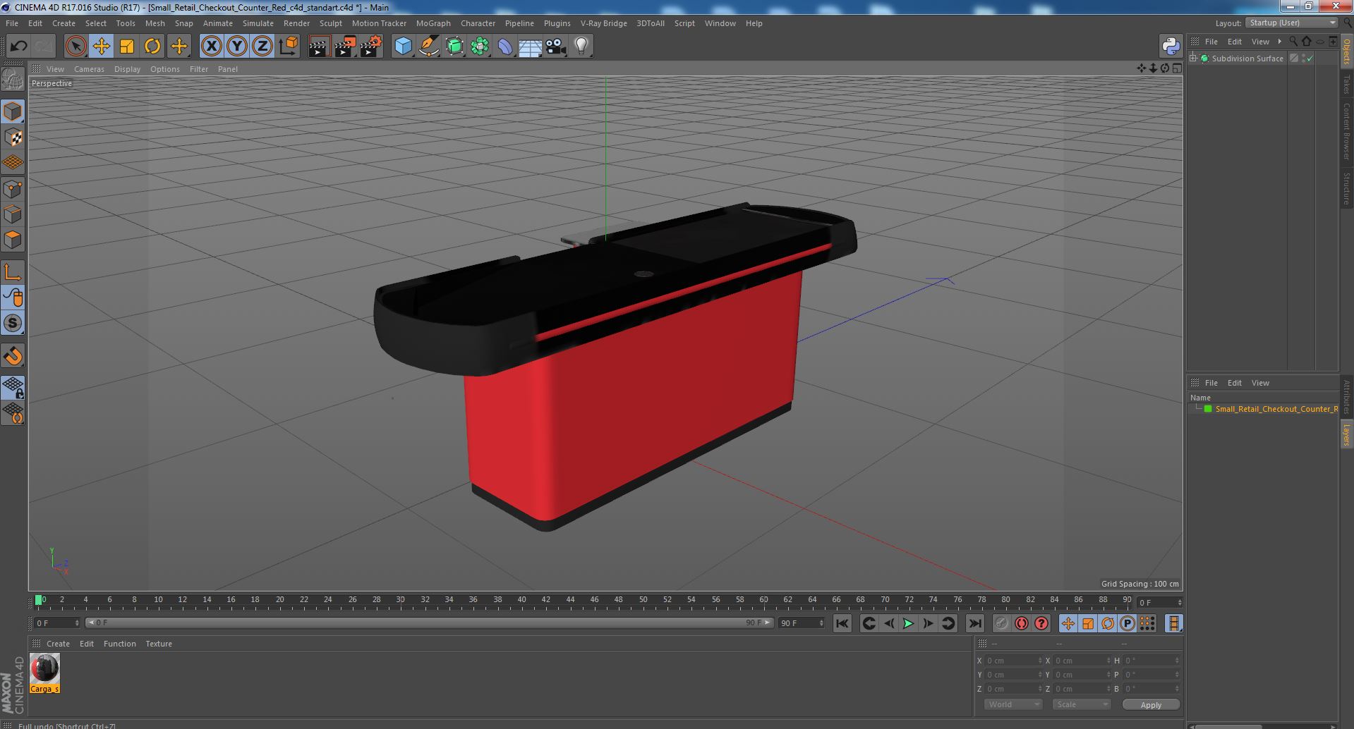 3D Small Retail Checkout Counter Red model
