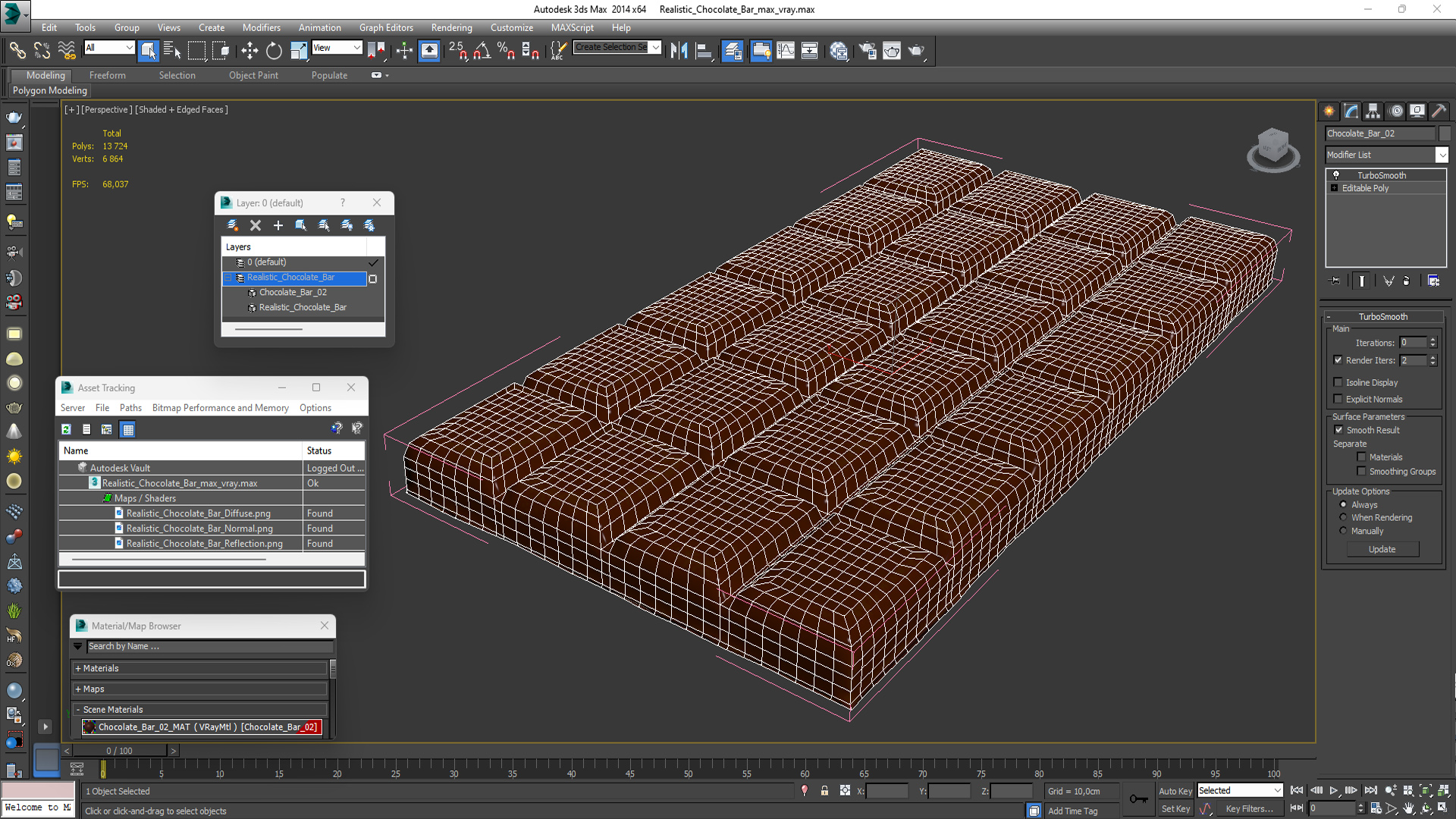 3D Realistic Chocolate Bar model