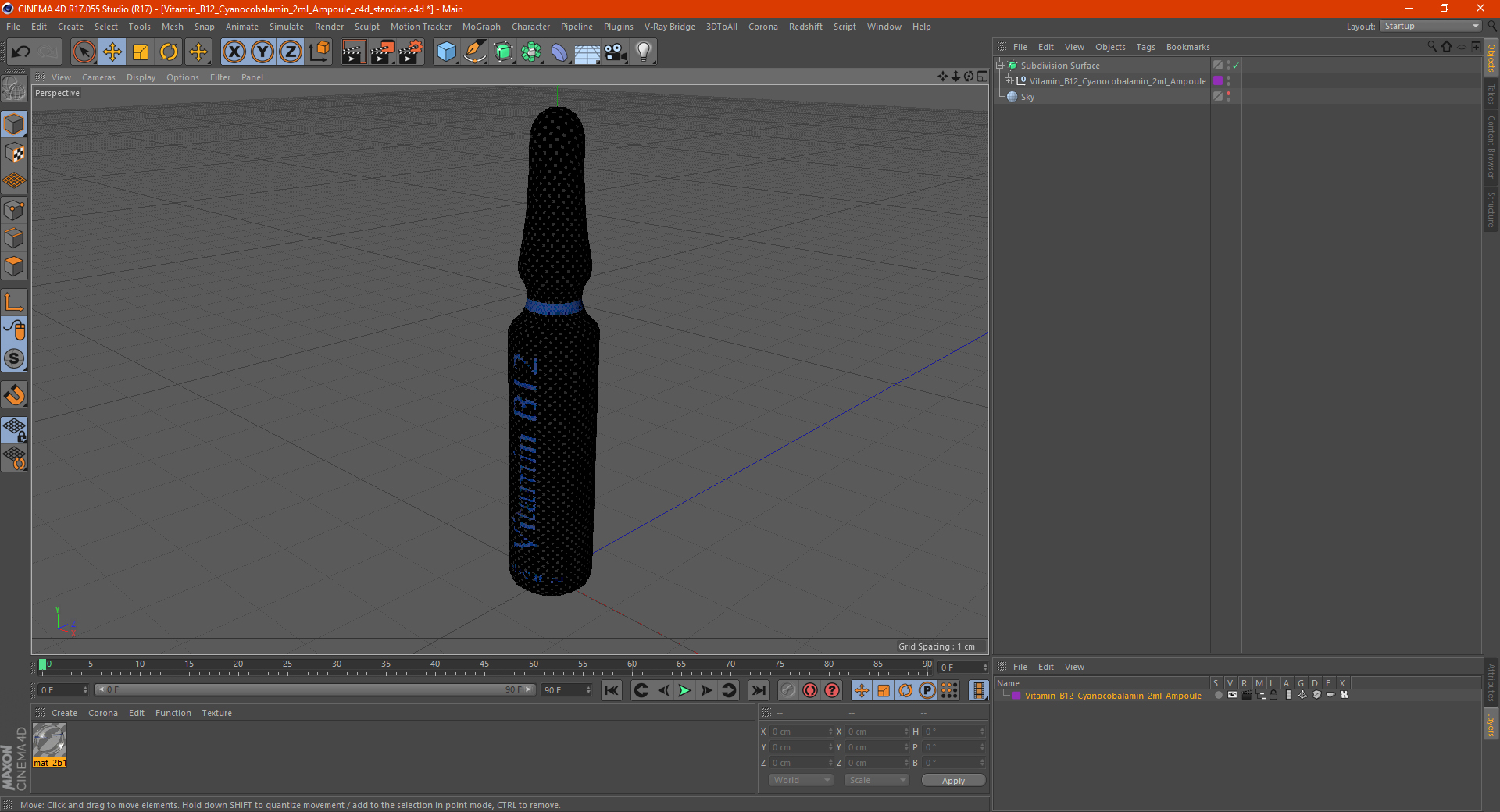 3D Vitamin B12 Cyanocobalamin 2ml Ampoule model
