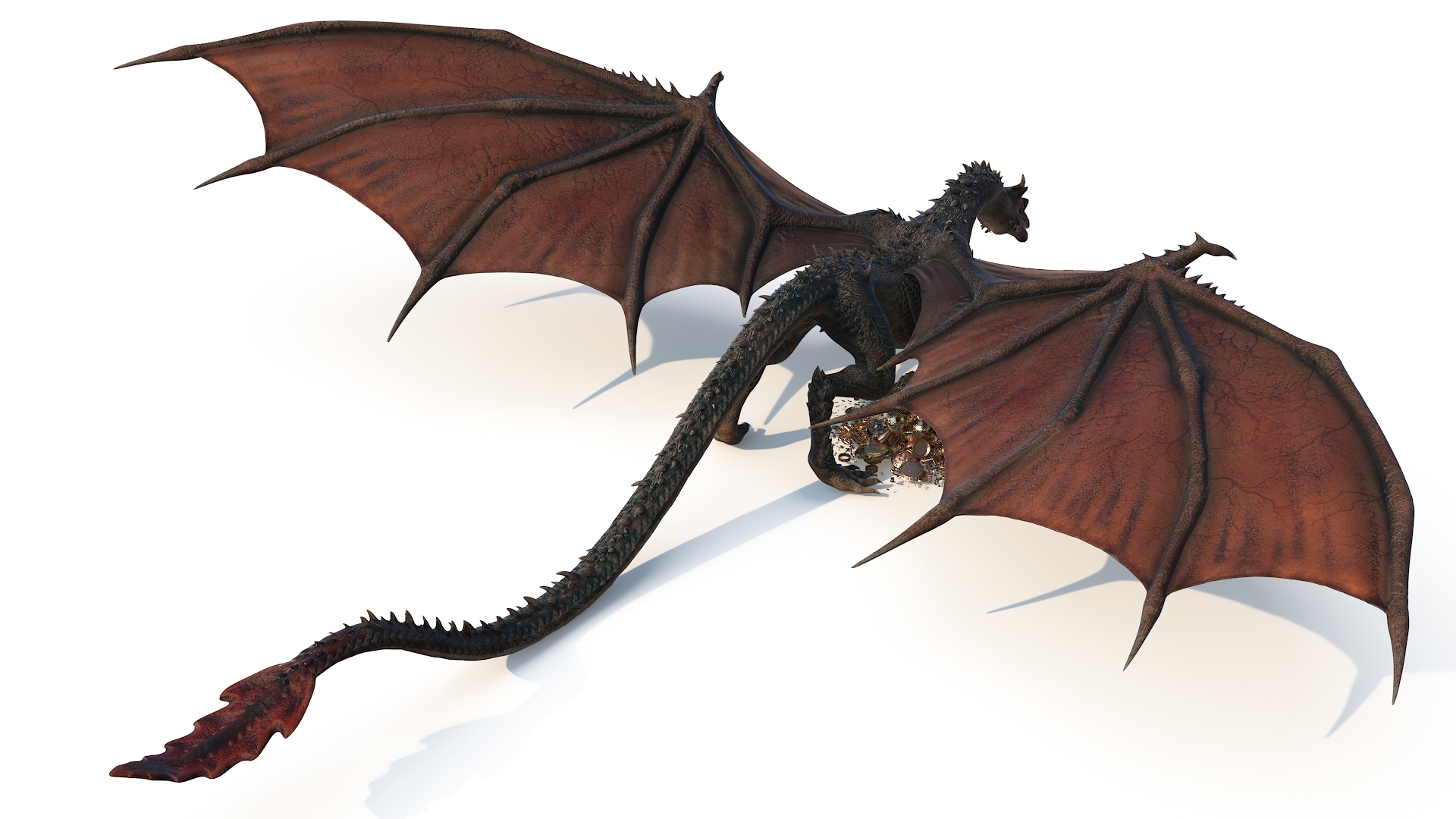 Dragon Guarding Treasures with Knight 3D